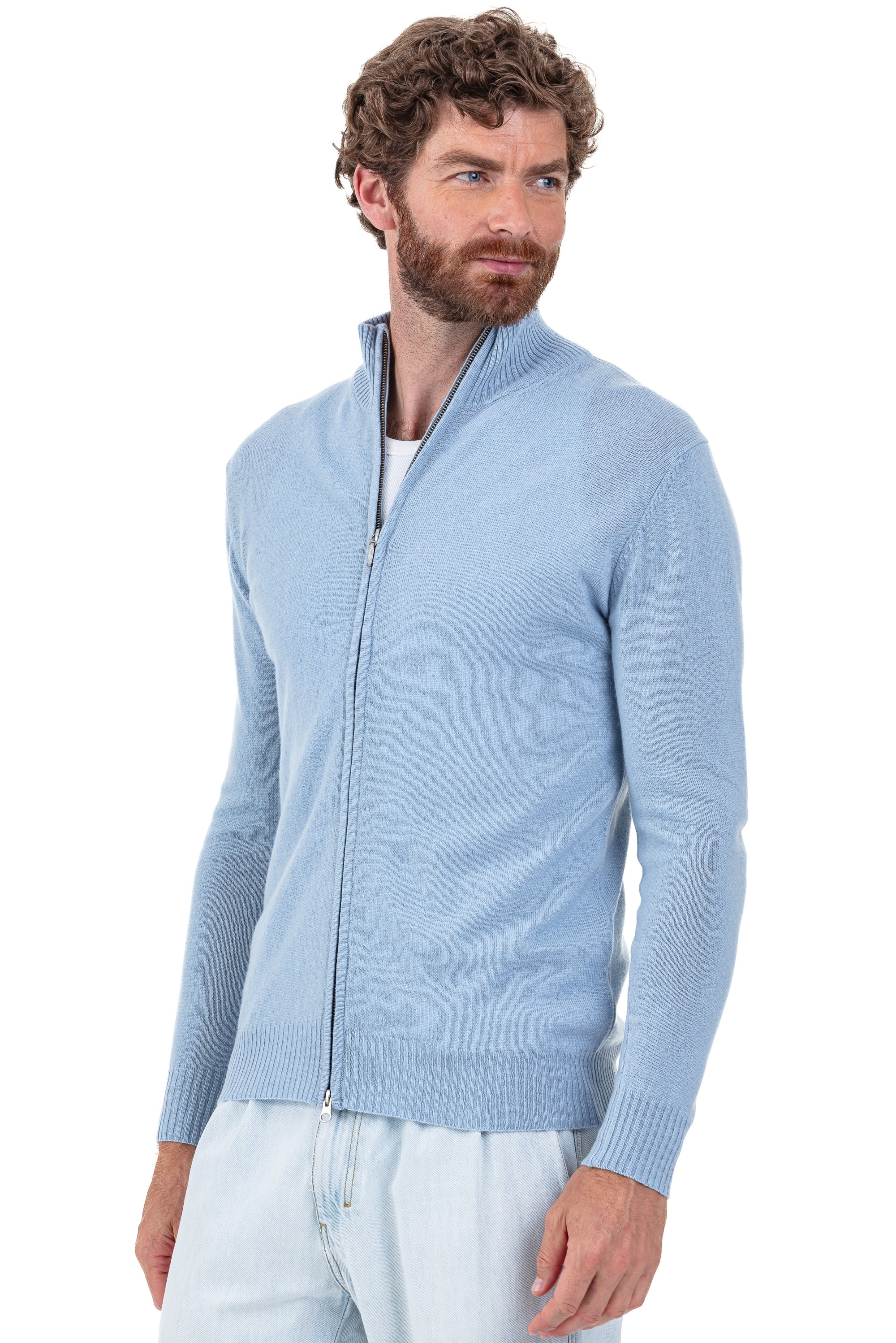 Thobias in cashmere uomo - sky blue - Mahogany