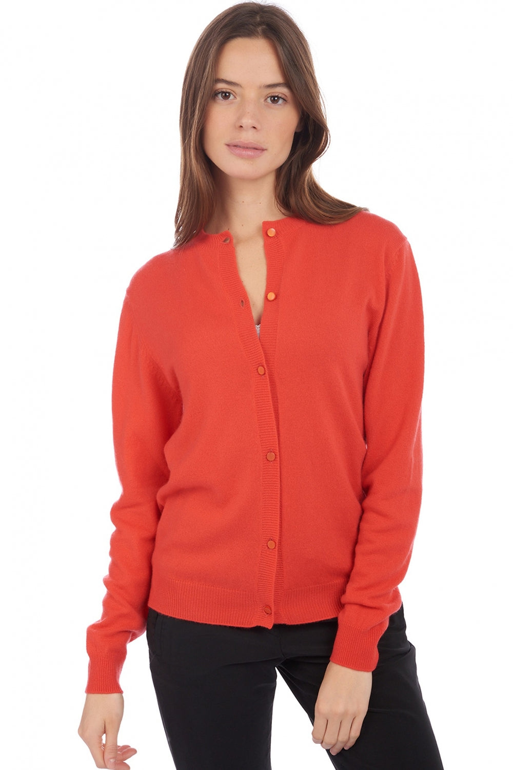 Tyra in cashmere donna - pinkorange - Mahogany