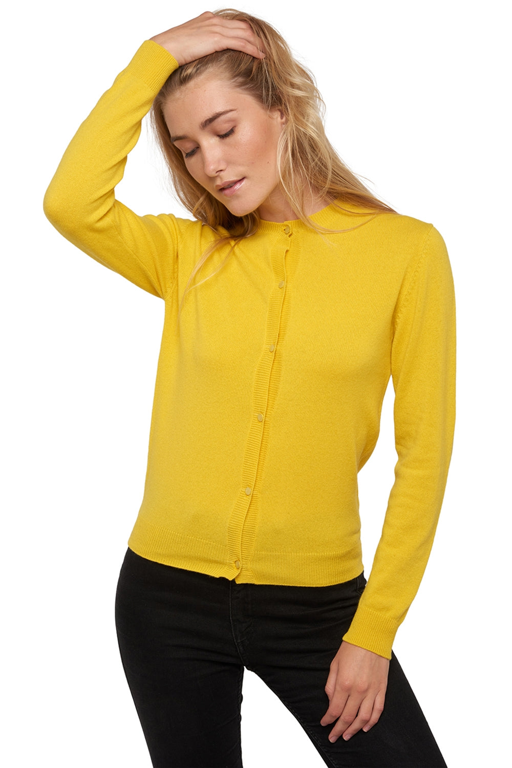 Tyra in cashmere donna - sunny yellow - Mahogany