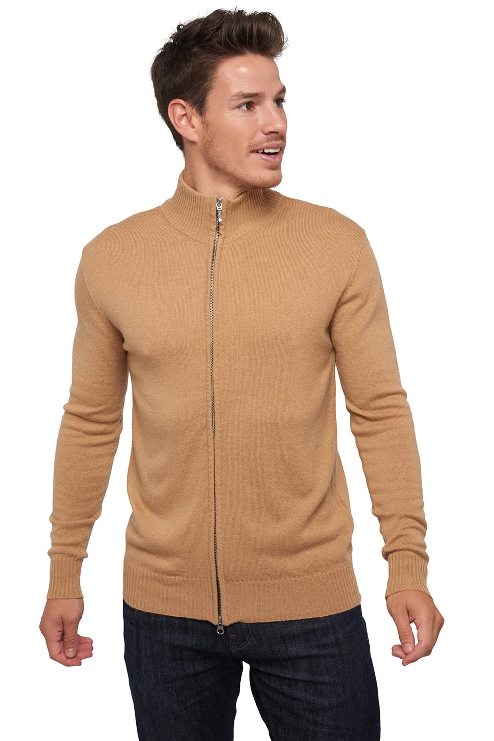 Thobias in cashmere uomo - camel - Mahogany