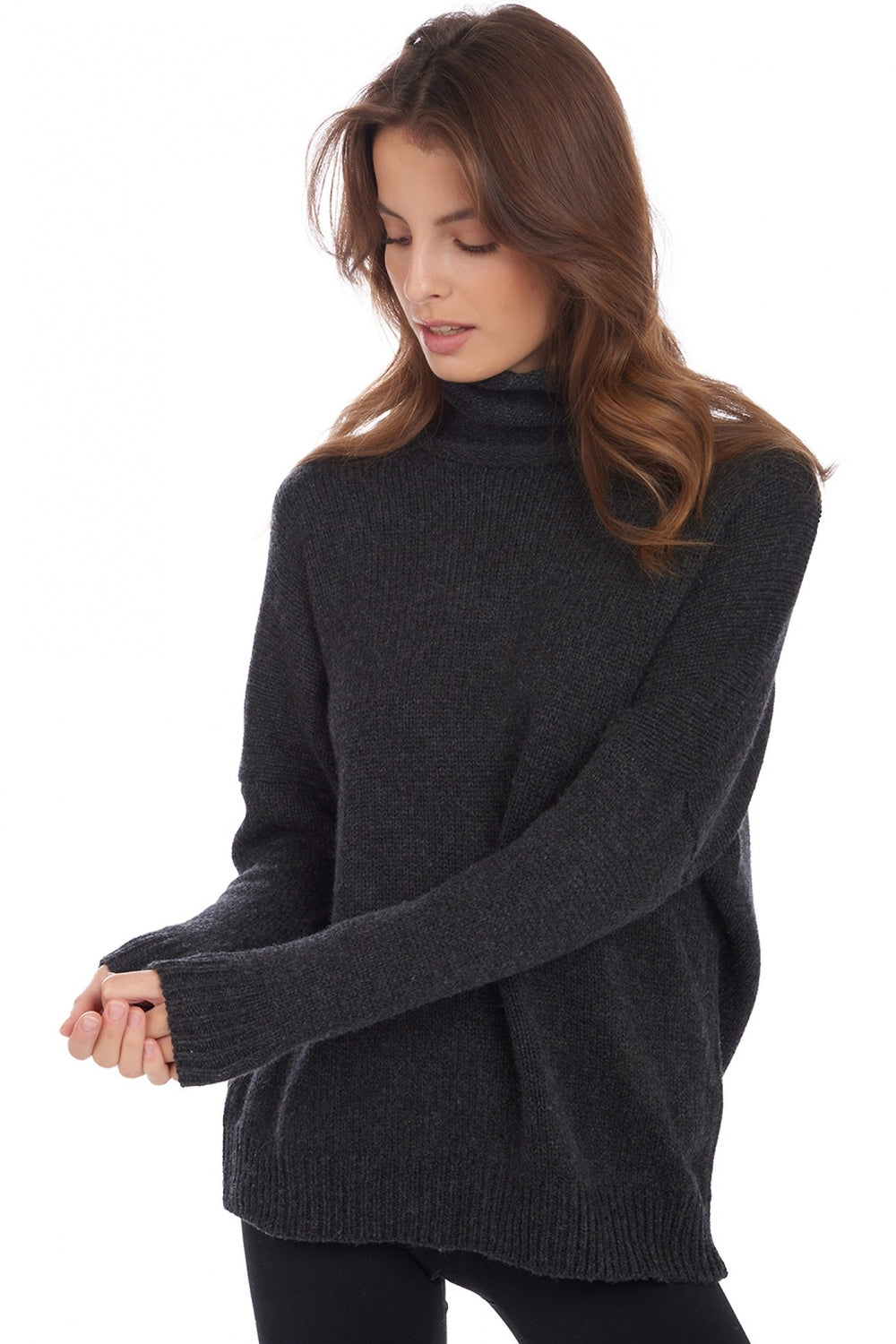 Maglione in cammello, 100% Cammello, donna, collo a dolcevita, taglio ampio, maniche lunghe, normale / 2 e 4 fili, maglia normale, Mahogany
