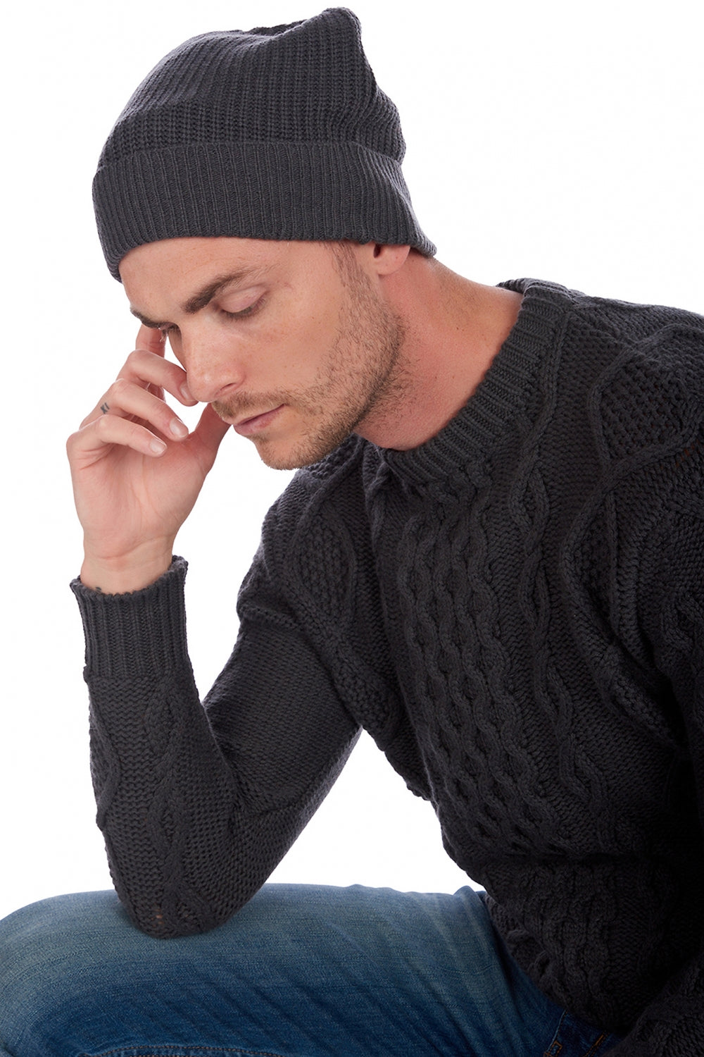 Berretto in cashmere, 100% Cashmere, unisex, normale / 2 e 4 fili, maglia normale, Mahogany