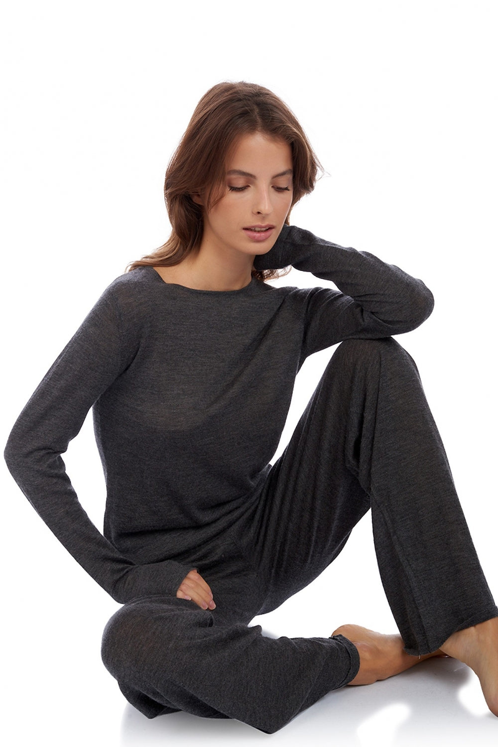 Boubou en duvet de cachemire femme - Vue 2 - anthracite chiné - Mahogany
