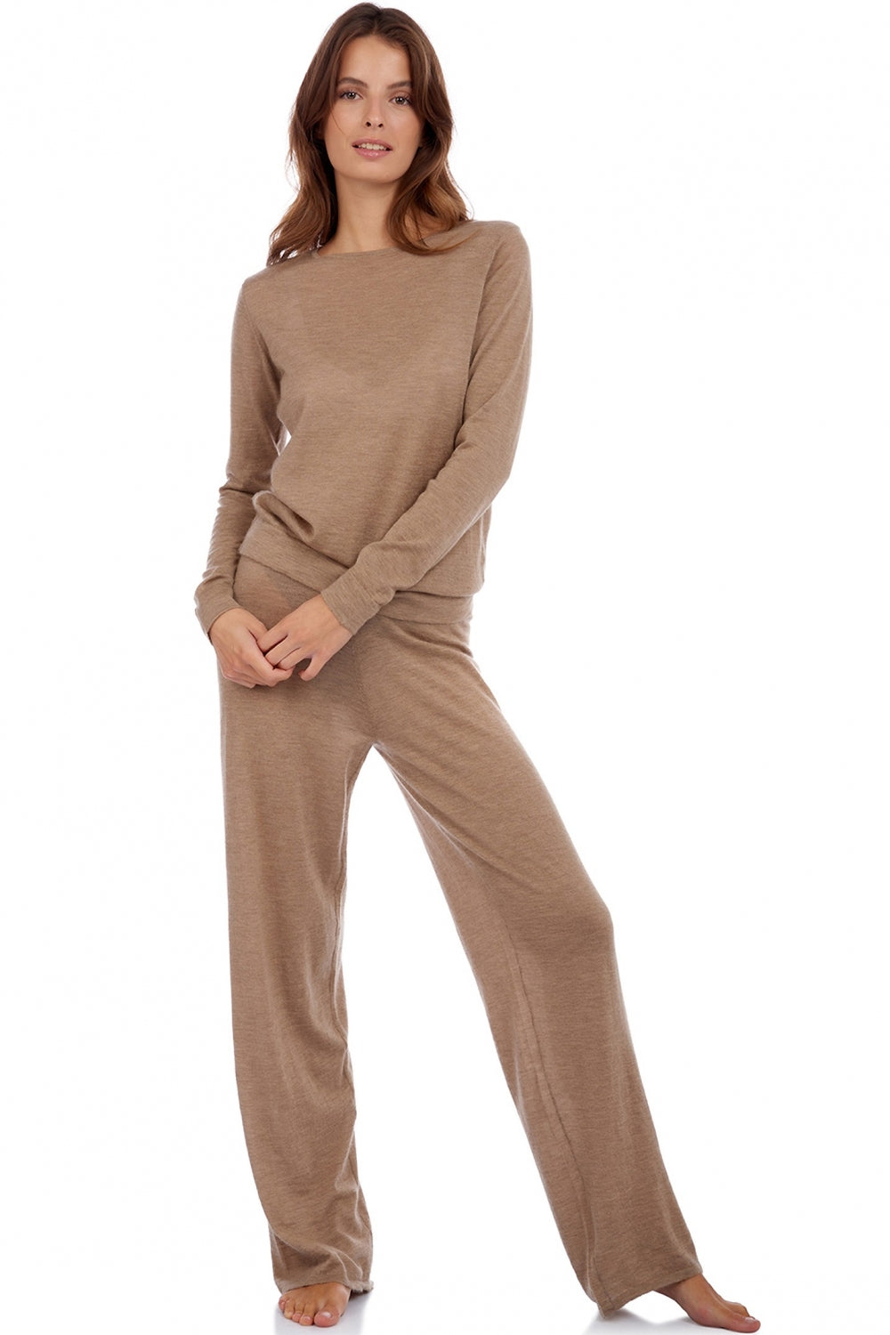 Boubou in duvet di cashmere donna - vison - Mahogany