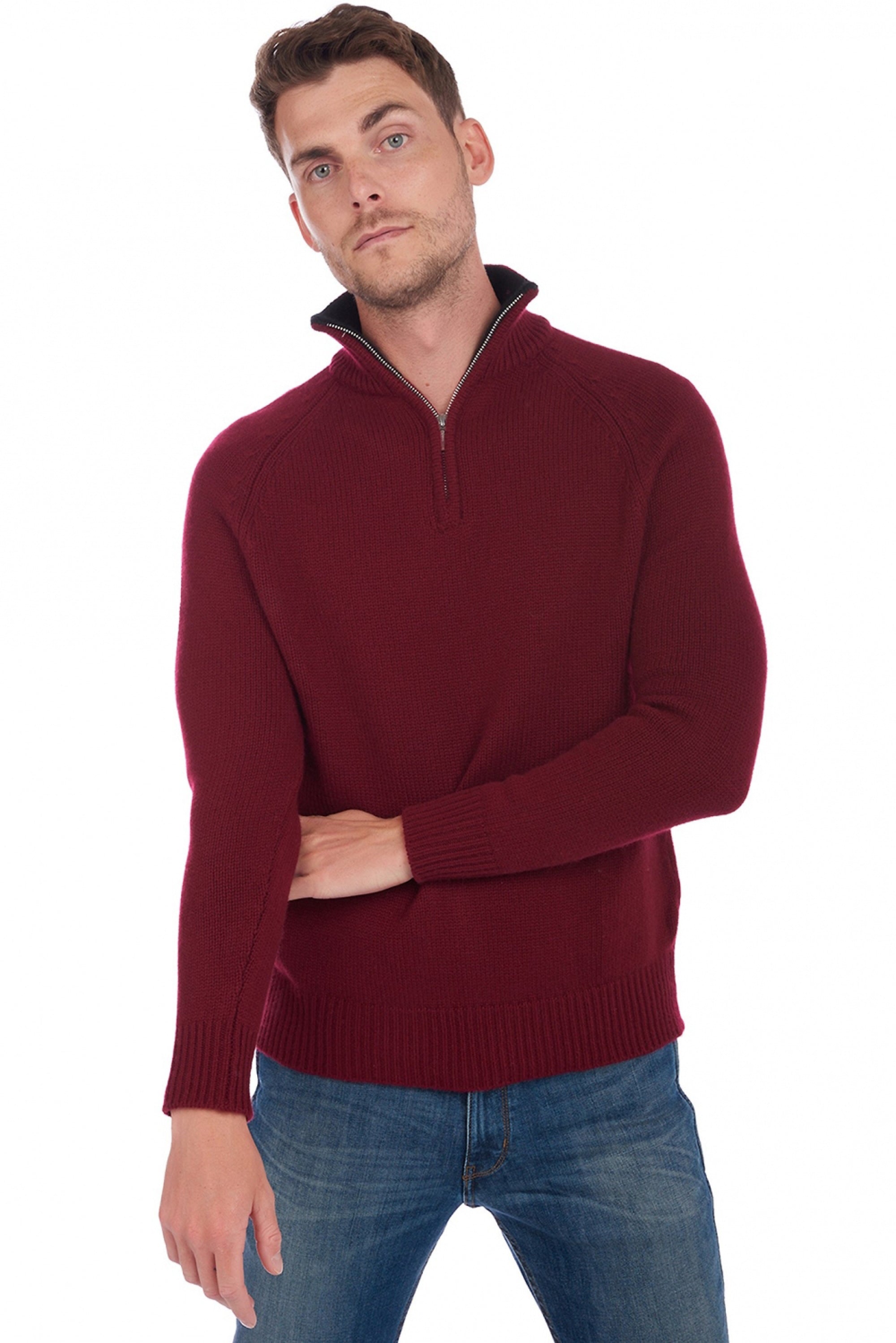 Angers in cashmere uomo - bordeaux / nero - Mahogany