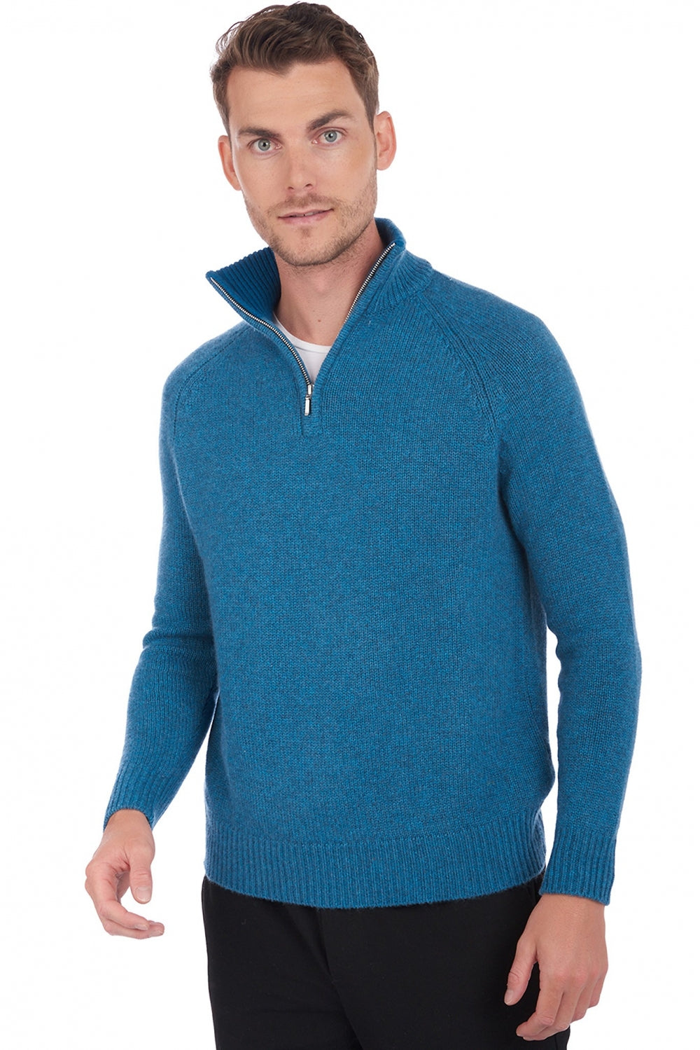 Angers in cashmere uomo - manor blue / blu anatra - Mahogany