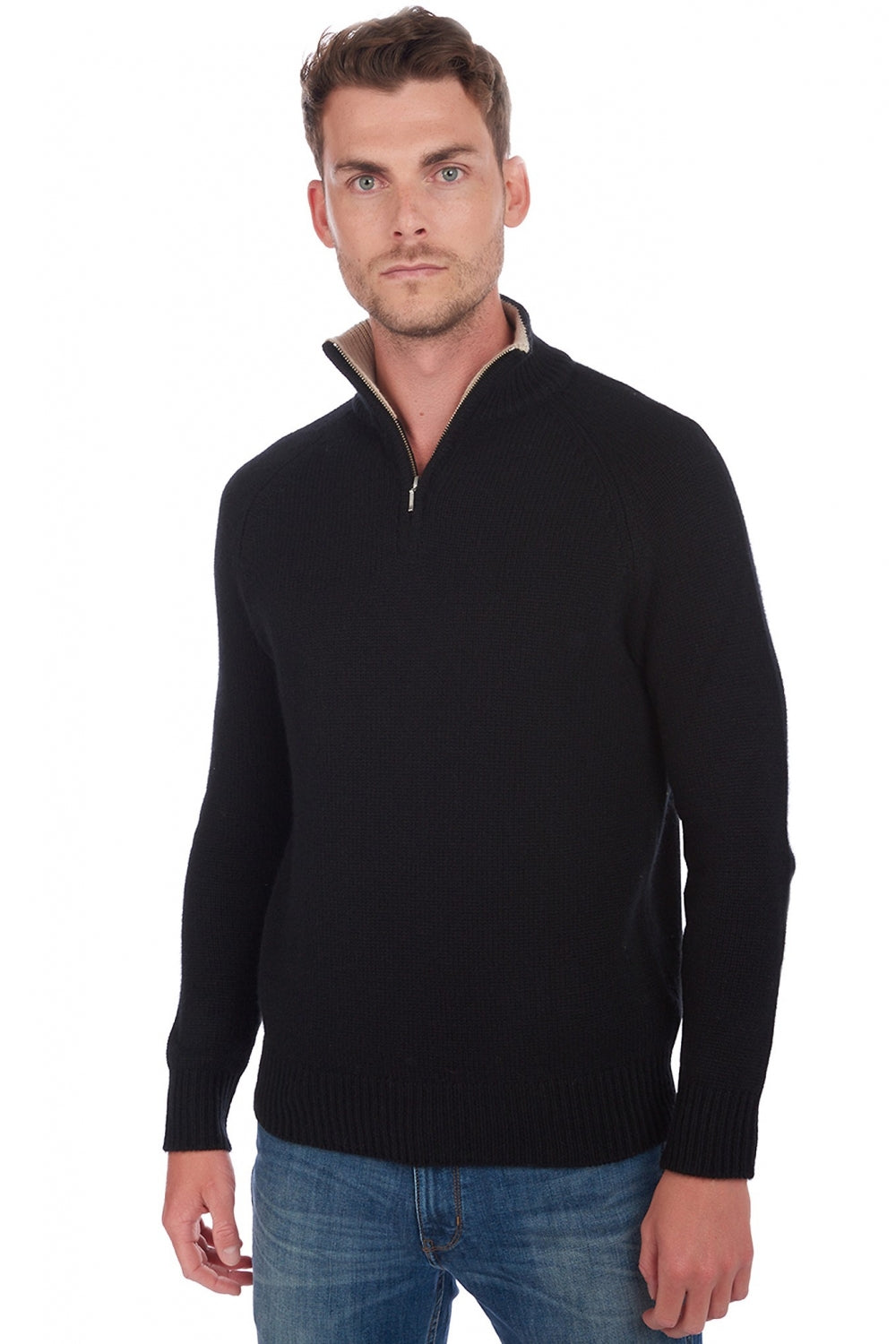 Angers in cashmere uomo - nero / beige senza tempo - Mahogany