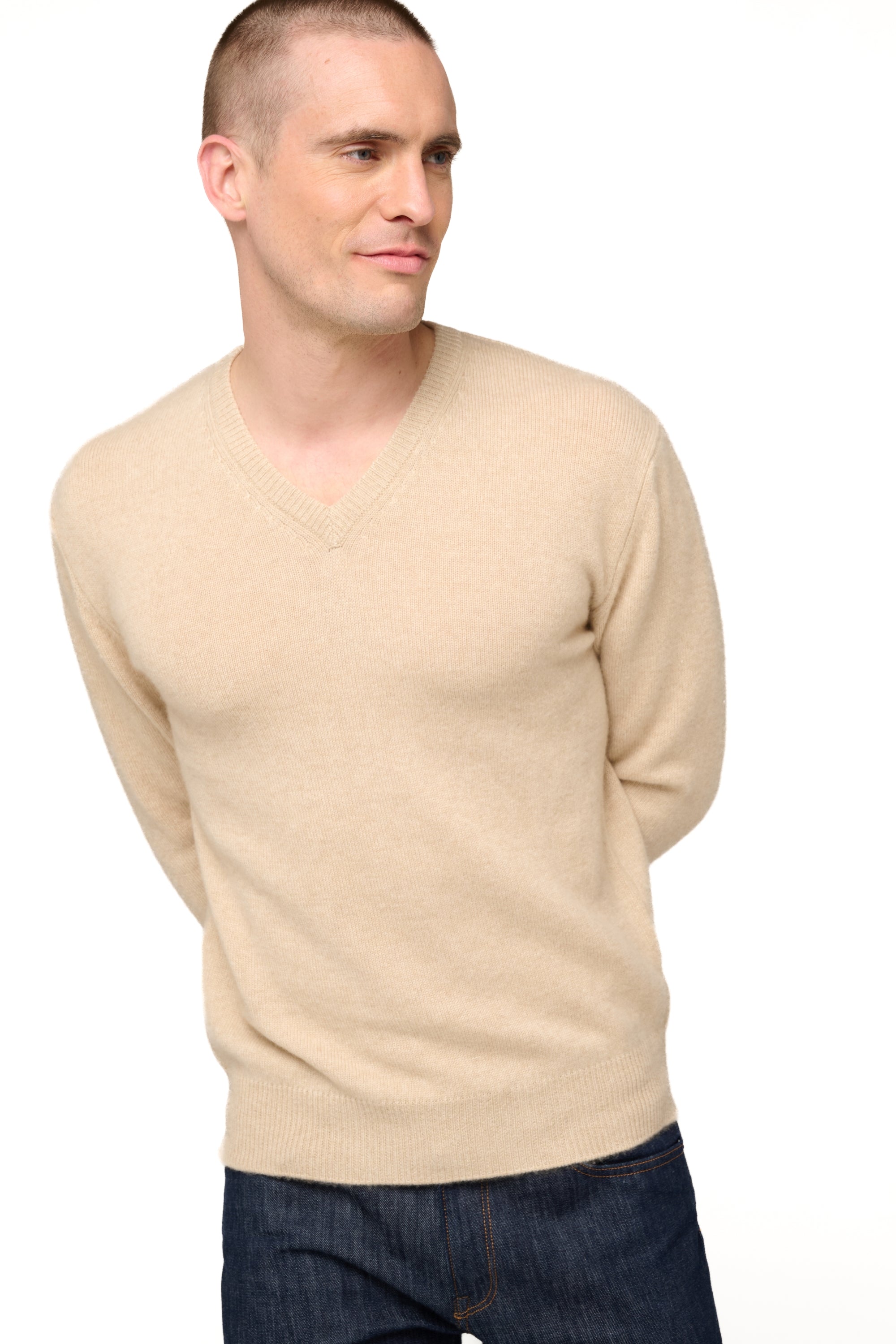 Hippolyte 4F in cashmere uomo - natural beige - Mahogany