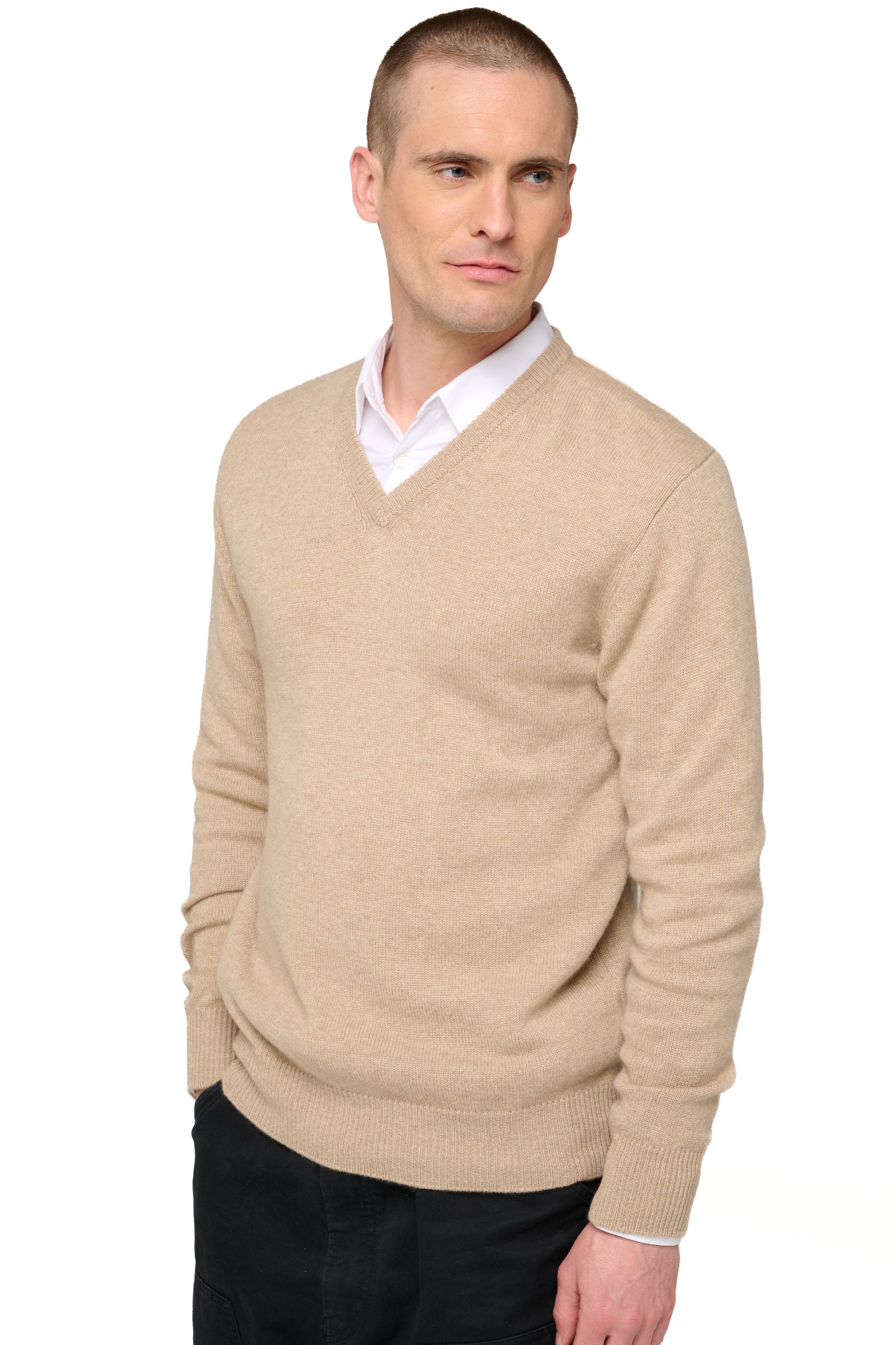 Hippolyte 4F in cashmere uomo - natural stone - Mahogany