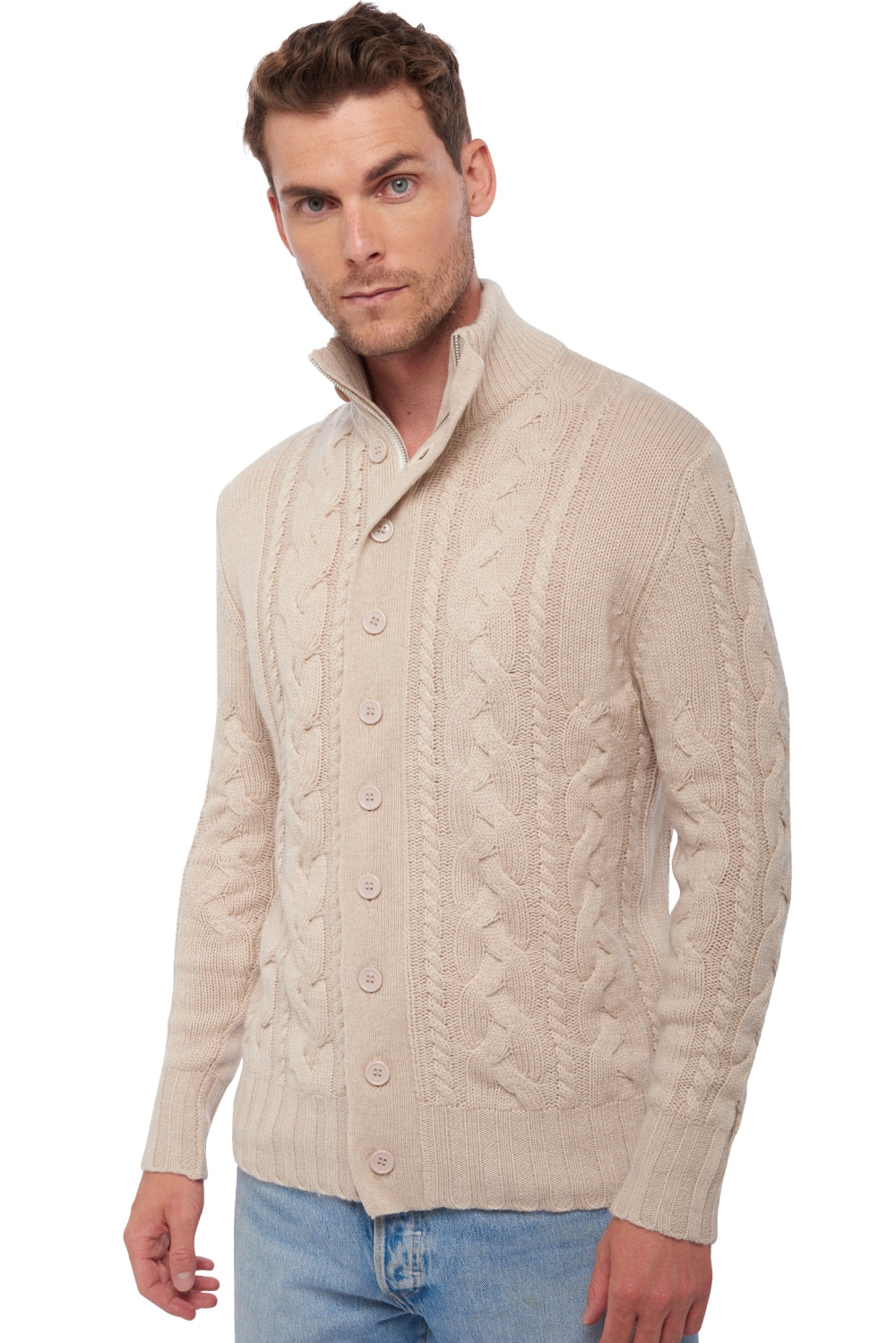 Loris in cashmere uomo - natural beige - Mahogany