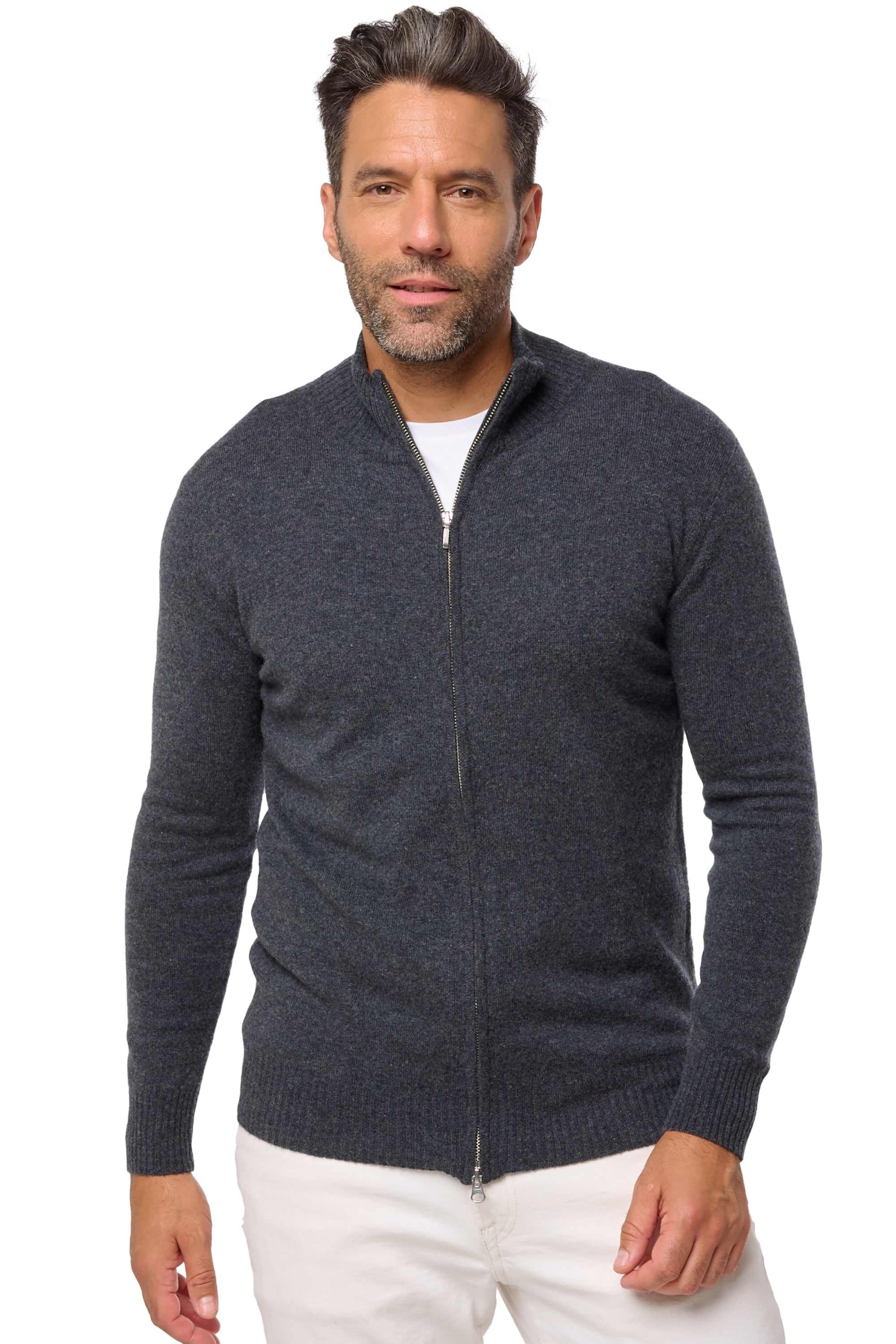Thobias in cashmere uomo - dark grey - Mahogany