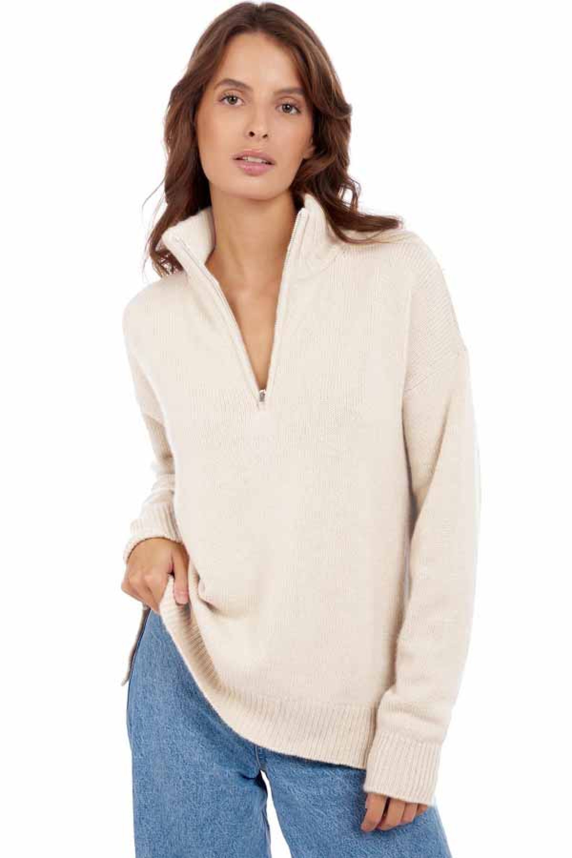 Alizette in cashmere donna - natural écru - Mahogany