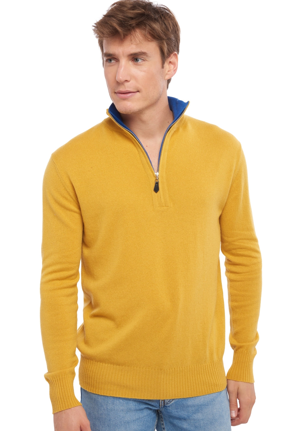 Henri in cashmere uomo - senape / blu lapis - Mahogany