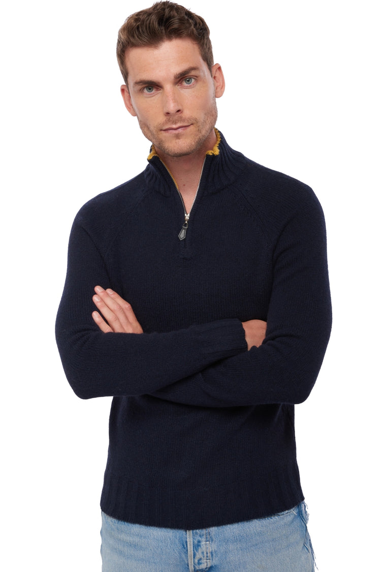 Howard in cashmere e yak uomo - blu notte / senape - Mahogany