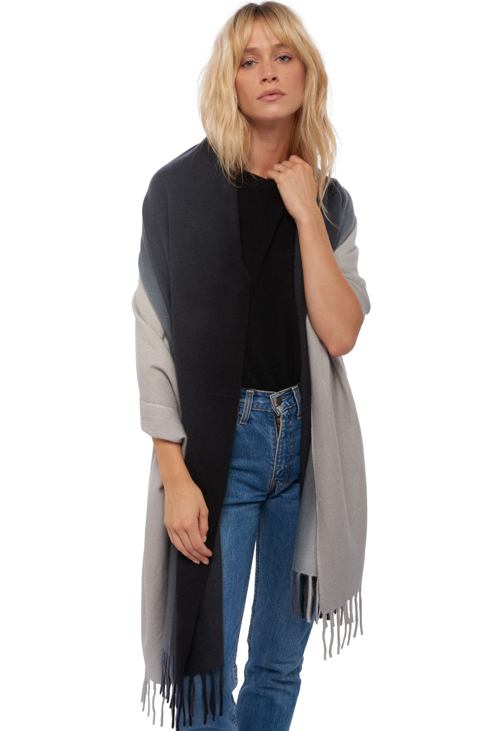 Vaasa in cashmere misto - nero / flanella chiné - Mahogany