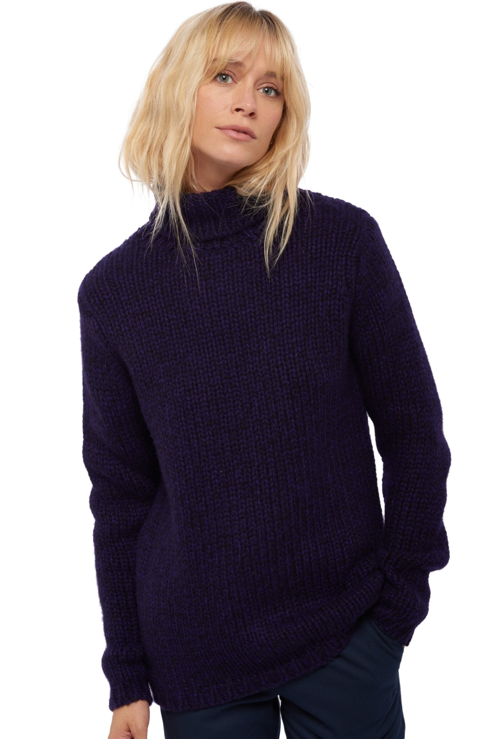 Vicenza in cashmere donna - nero / deep purple - Mahogany
