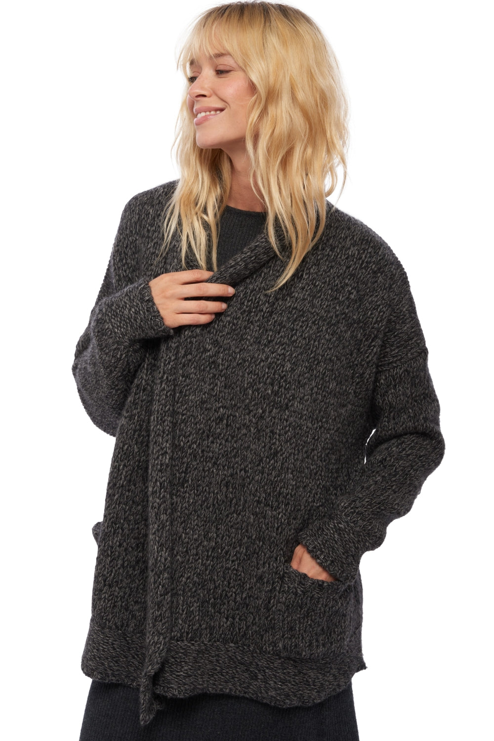 Vienne in cashmere donna - marmotta chiné / nero - Mahogany