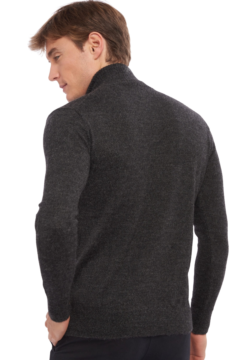 Vihari en baby alpaga & cachemire homme - Vue 2 - anthracite chiné / peach - Mahogany