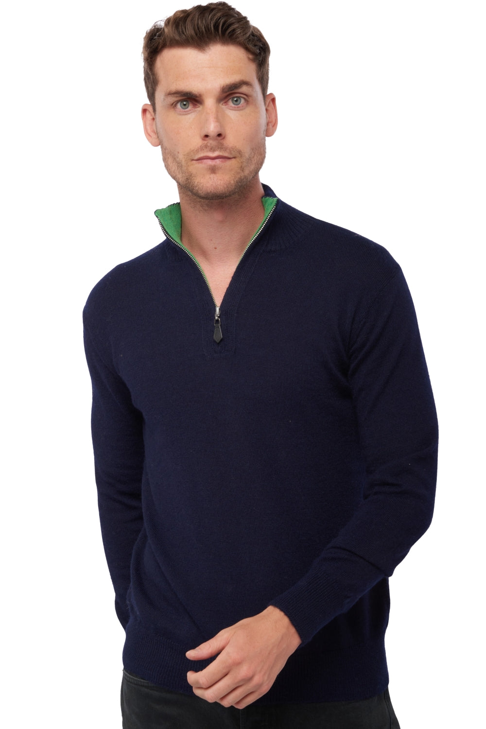 Vihari in baby alpaca & cashmere uomo - blu marino / basil - Mahogany