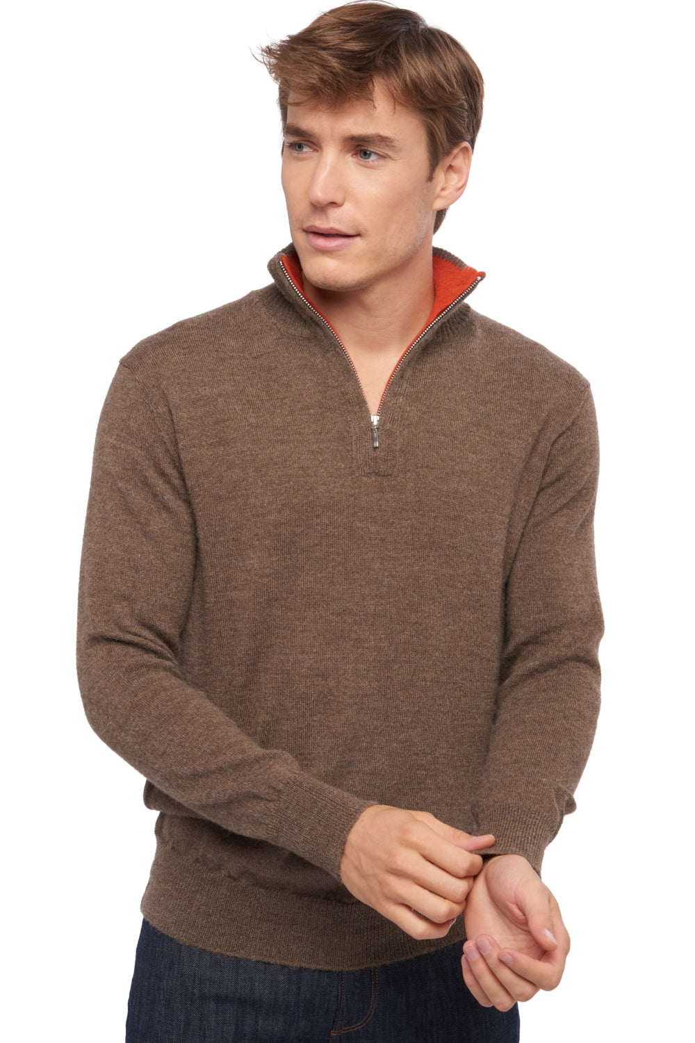 Vihari in baby alpaca & cashmere uomo - naturale / paprika - Mahogany
