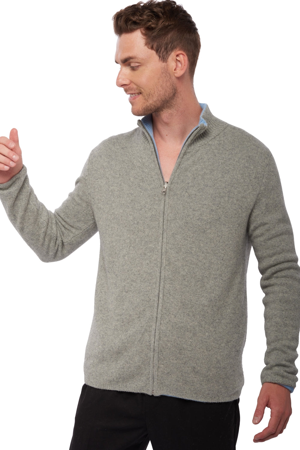 Vincent in cashmere e yak uomo - silver / blu azzurro melange - Mahogany