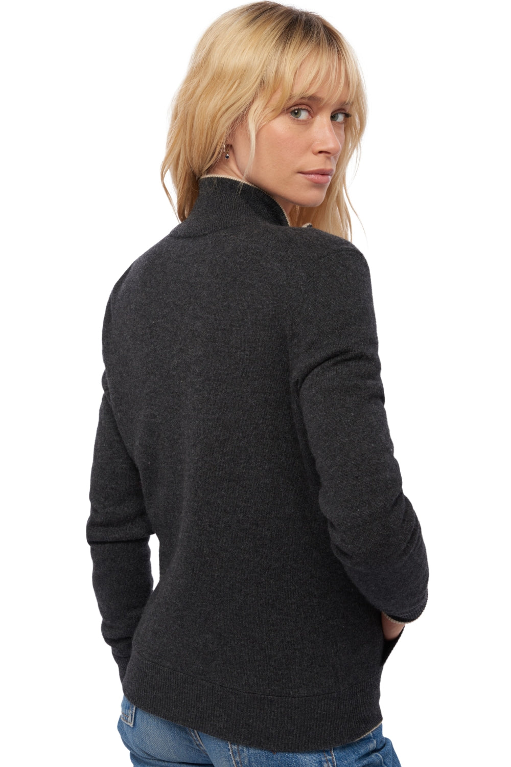 Akemi en cachemire femme - Vue 4 - anthracite chiné / natural beige - Mahogany