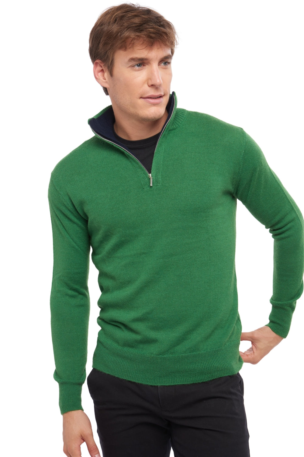 Vihari in baby alpaca & cashmere uomo - green leaf / blu marino scuro - Mahogany