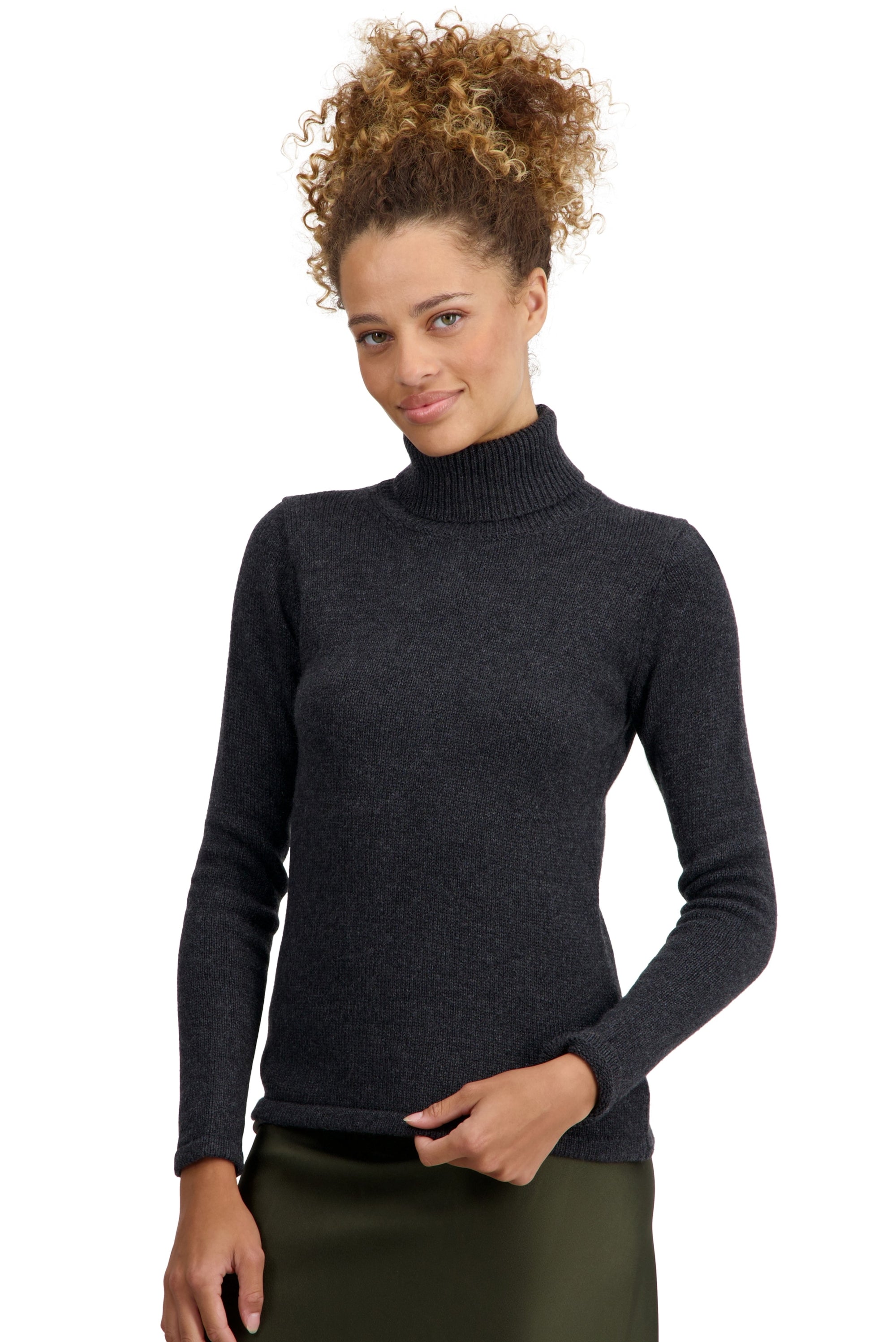 Maglione in cashmere, 100% Cashmere, donna, collo a lupetto, taglio aderente, maniche lunghe, spesso / 6 fili e +, maglia normale, Mahogany