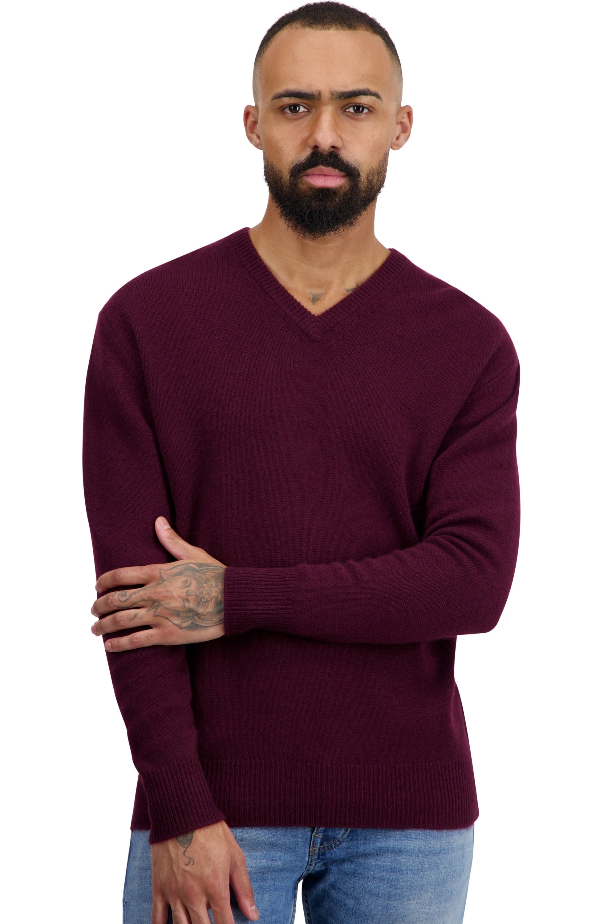 Dolcevita in cashmere uomo - bordeaux - Mahogany