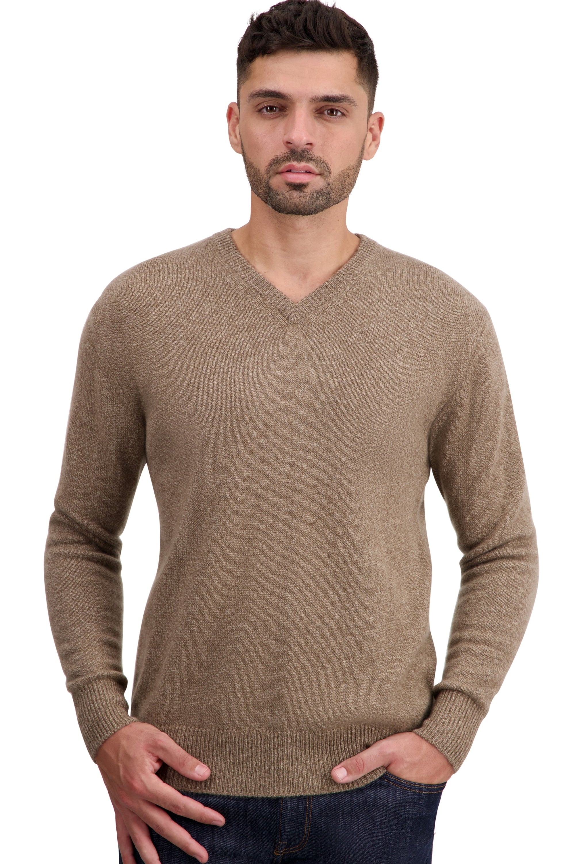 Tour in cashmere uomo - tan marl - Mahogany