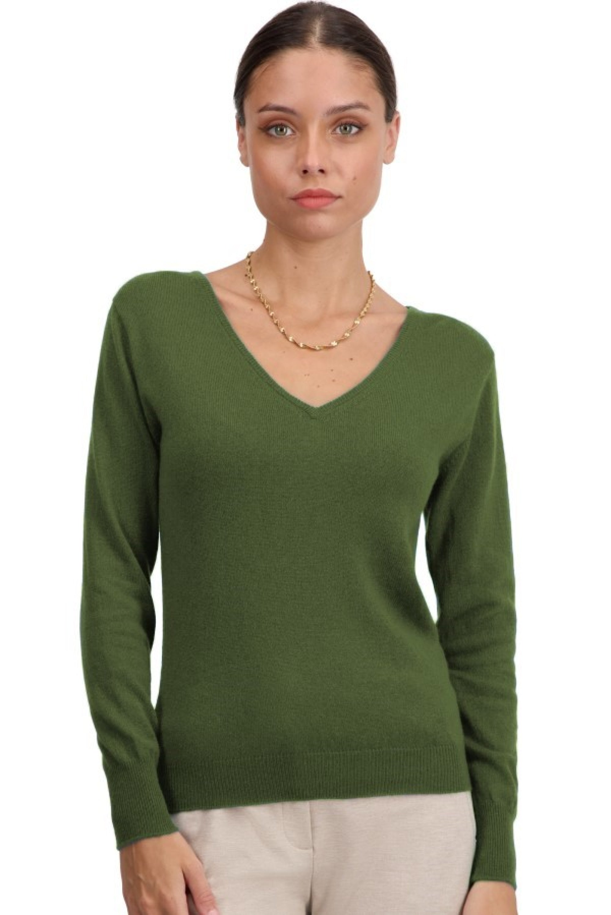 Trieste in cashmere donna - oliva - Mahogany