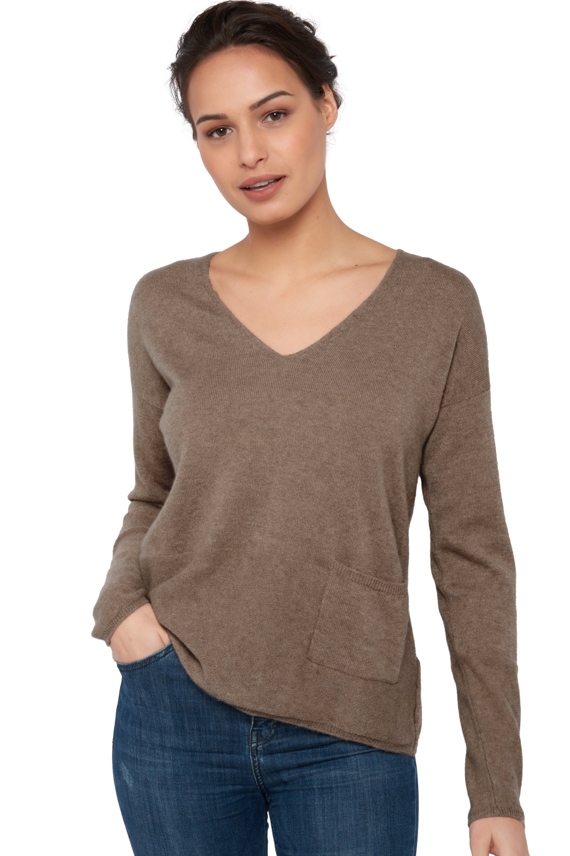 Uliana in cashmere donna - otter - Mahogany