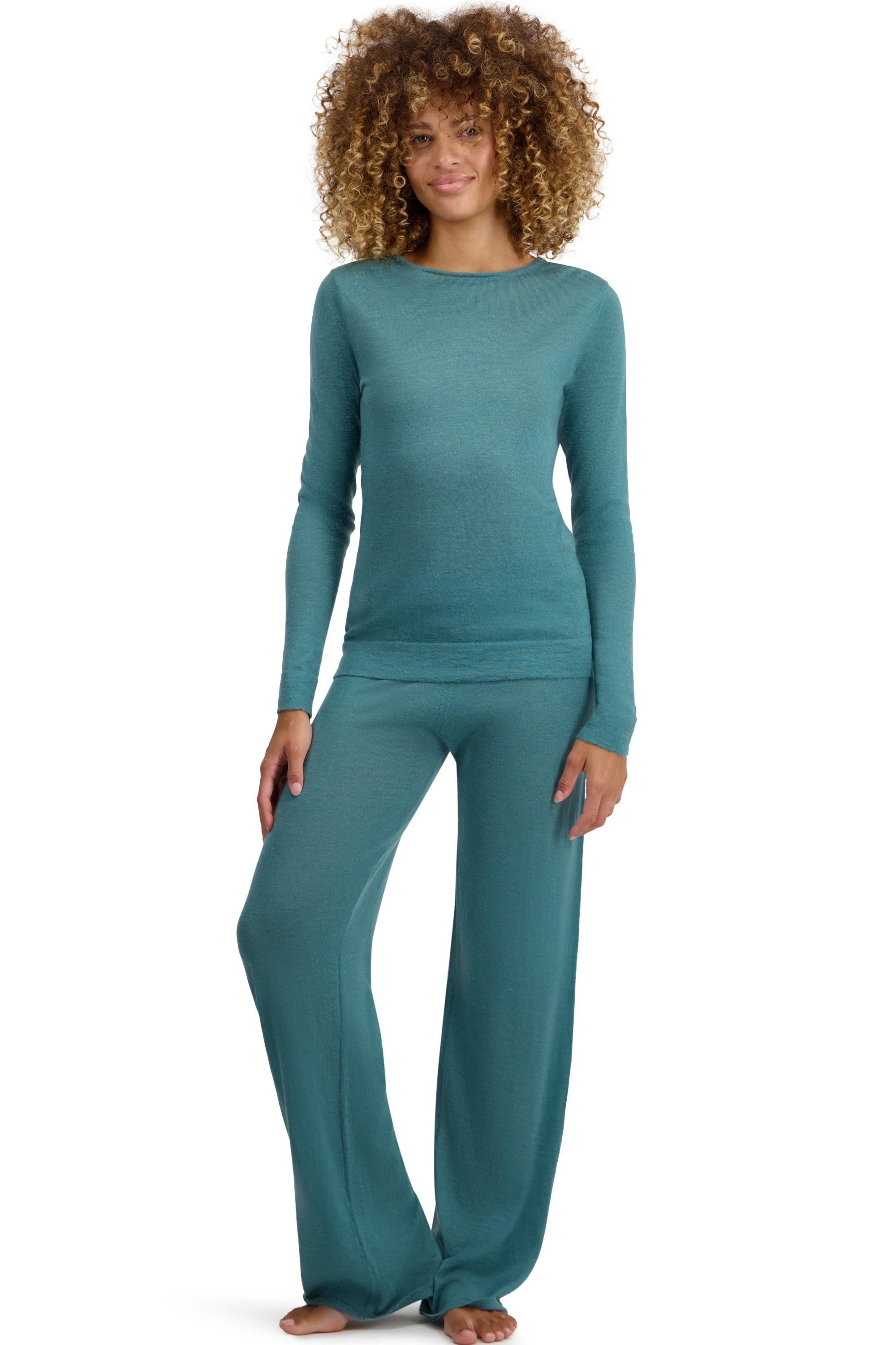 Boubou in piumino di cashmere donna - eucalyptus - Mahogany