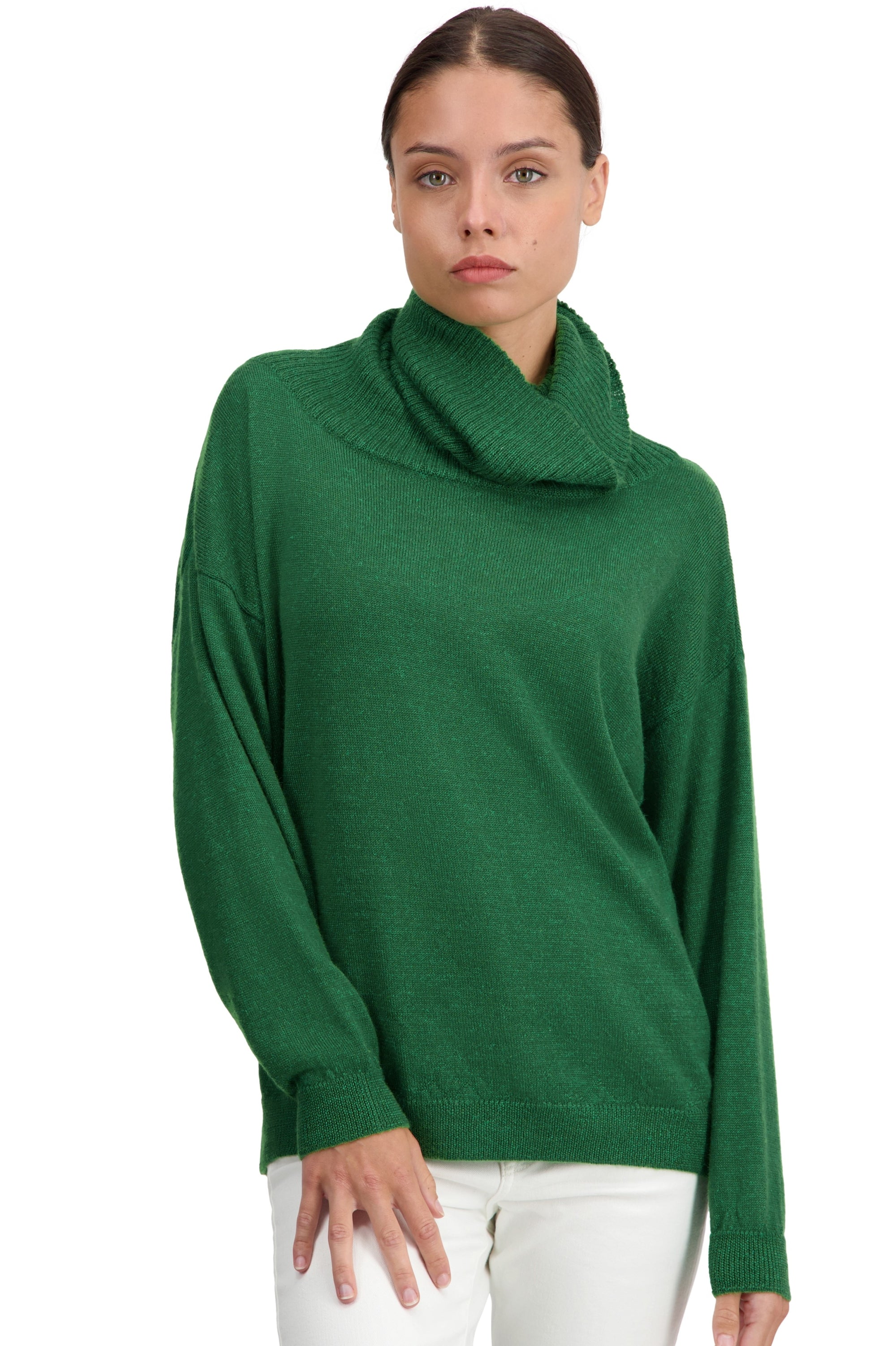 Tanis in baby alpaca da donna - green leaf - Mahogany
