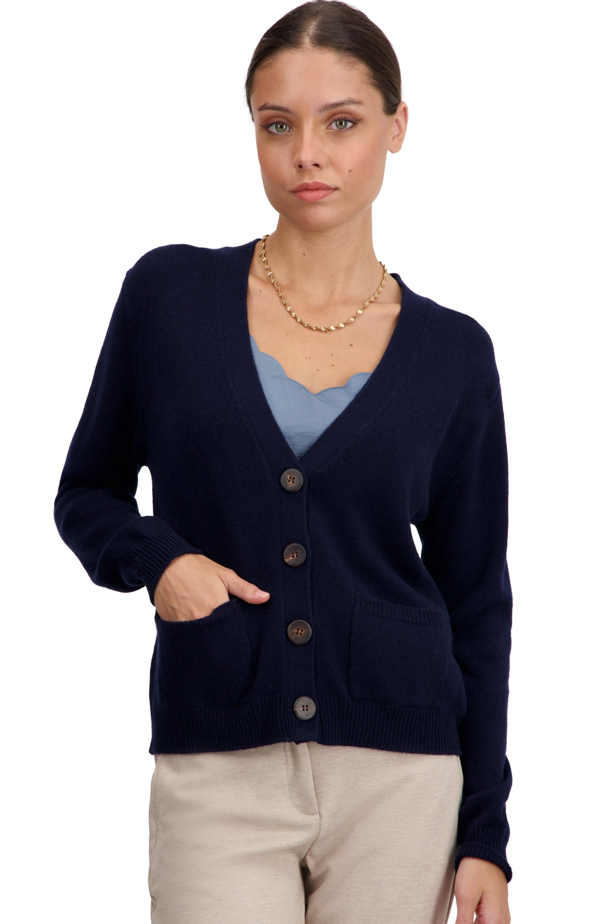 Tanzania in cashmere donna - blu marino scuro - Mahogany