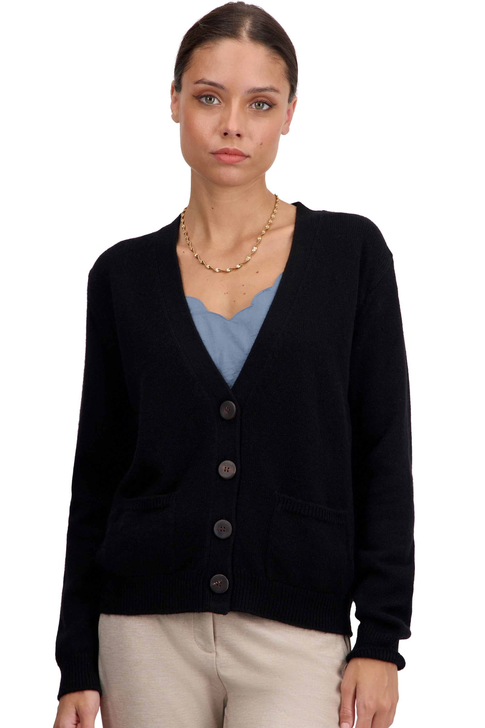 Tanzania in cashmere donna - nero - Mahogany