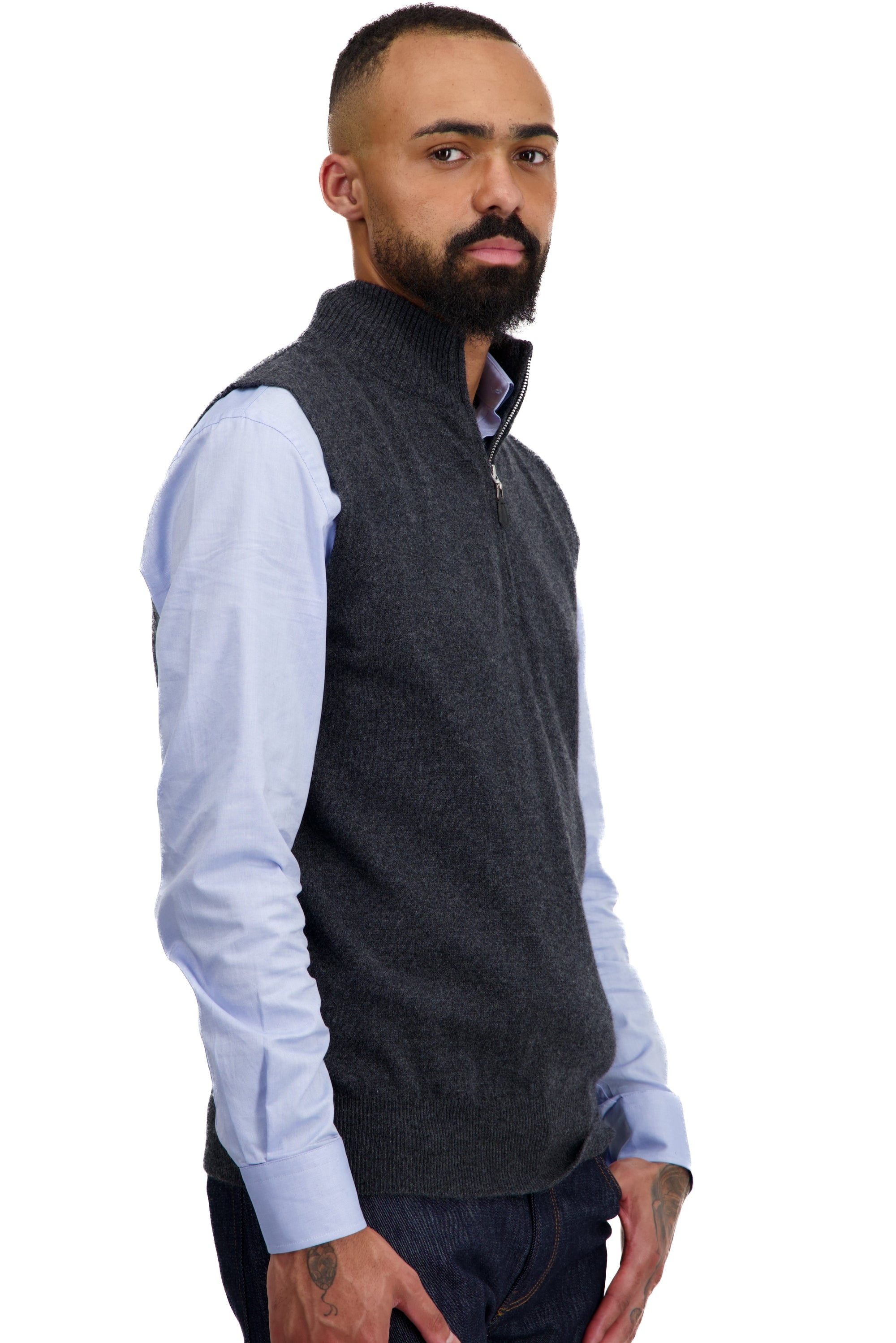 Texas en cachemire homme - Vue 1 - anthracite chiné - Mahogany