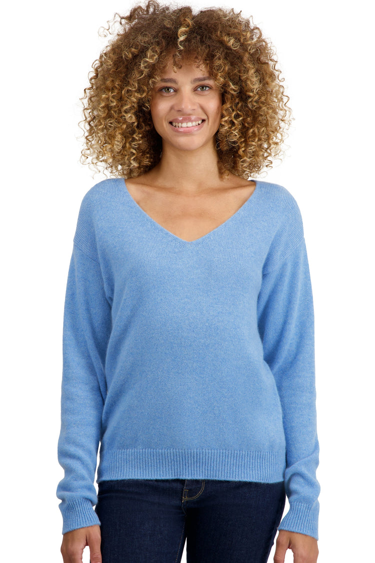 Maglione in cashmere, 100% cashmere, donna, scollo a V, vestibilità dritta, maniche lunghe, normale / 2 e 4 fili, maglia normale, Mahogany