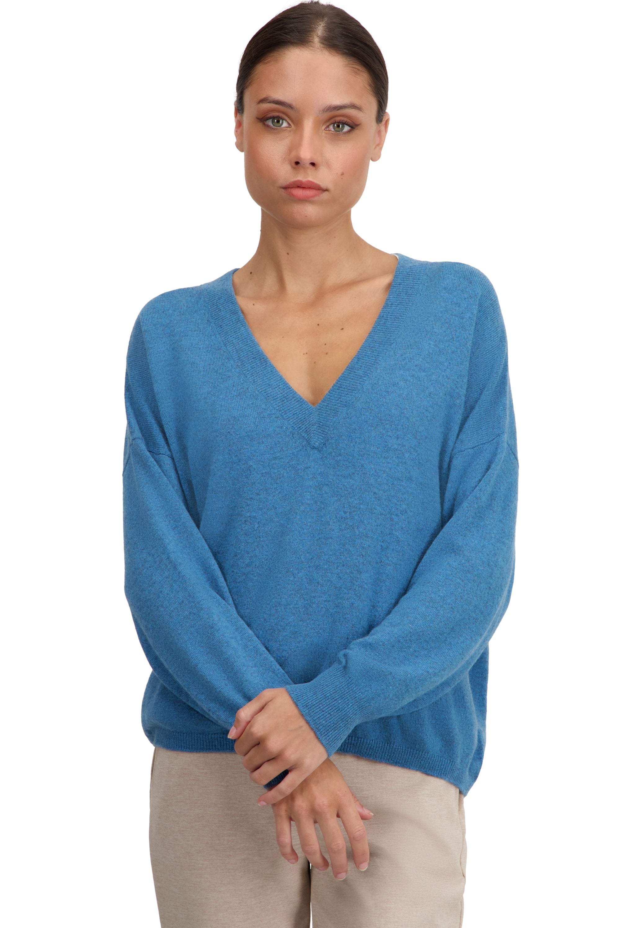 Theia in cashmere donna - manor blue - Mahogany