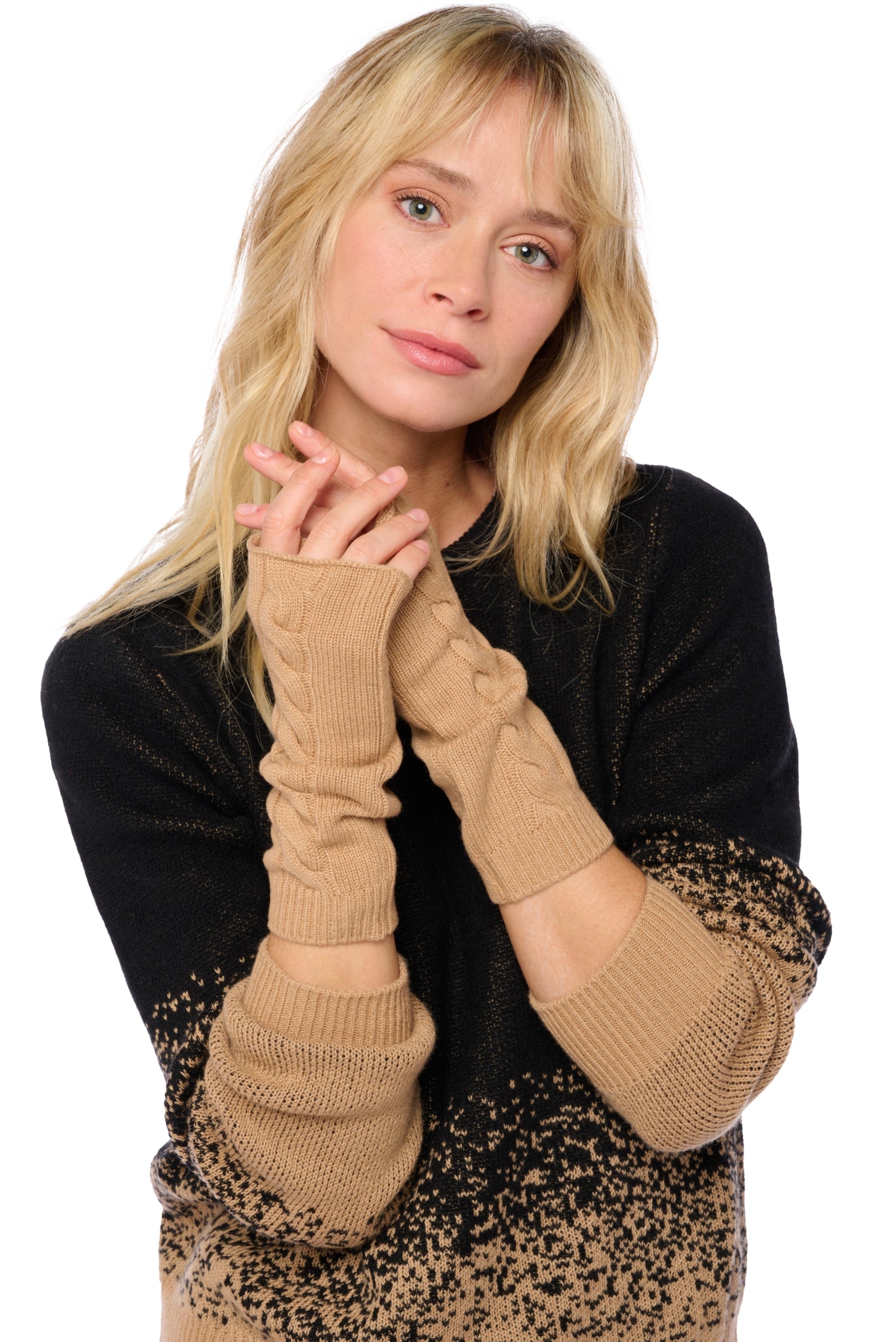 Guanto in cashmere, 100% Cashmere, donna, grosse maglia / 6 fili e più, intreccio a trecce, Mahogany