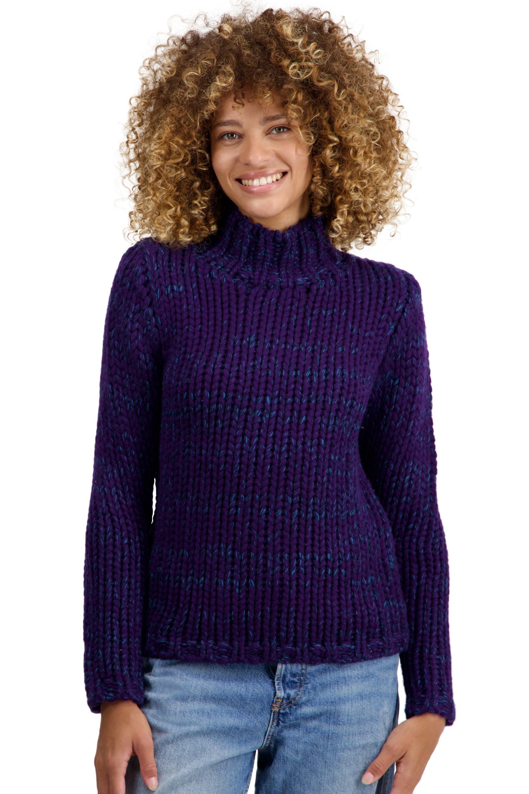 Maglione in cashmere, 100% Cashmere, donna, collo alto / collo a camino, taglio dritto, maniche lunghe, spesso / 6 fili e +, jersey, Mahogany