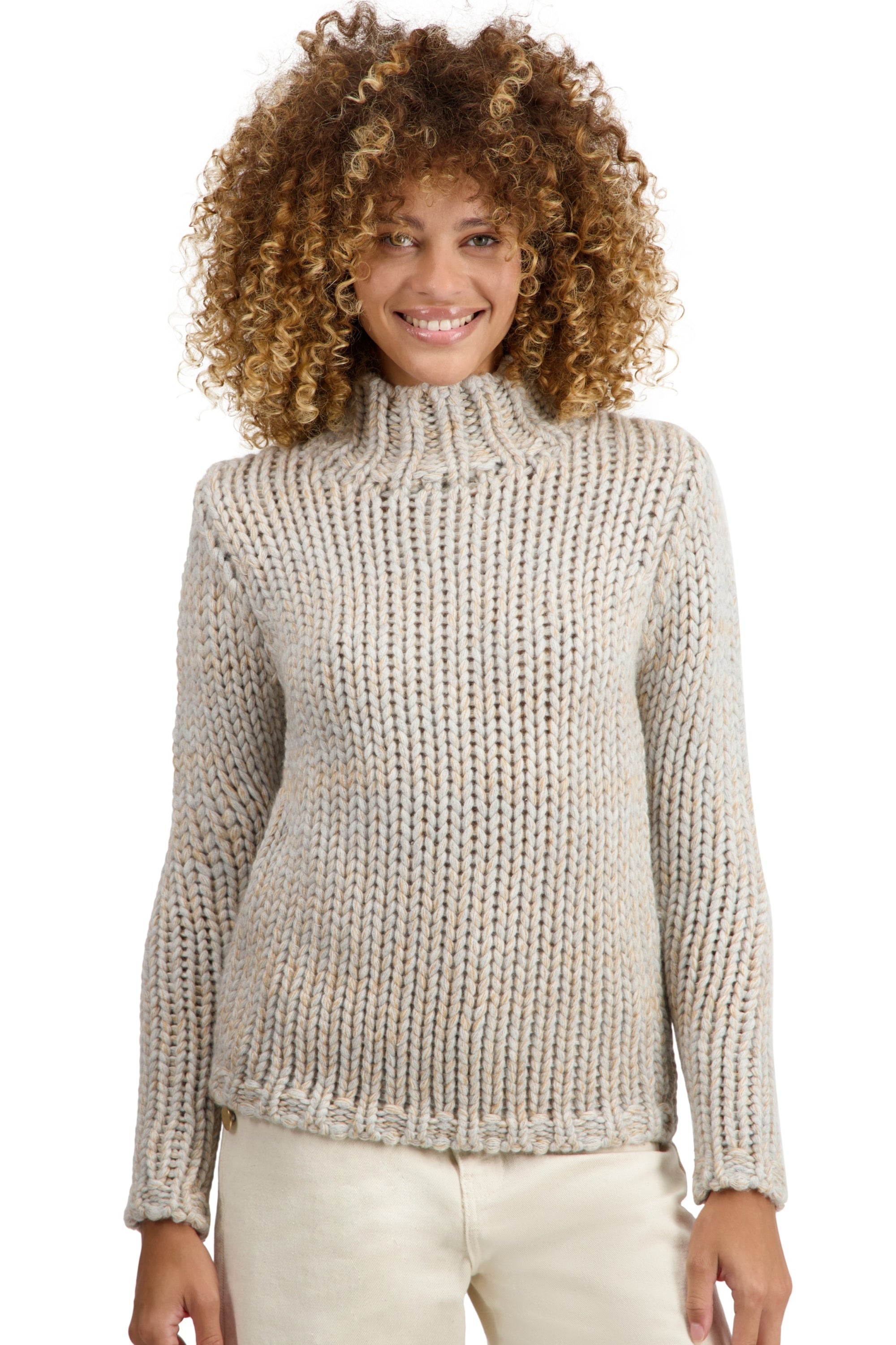 Toxane in cashmere donna - flanella chiné / cammello / natural écru - Mahogany
