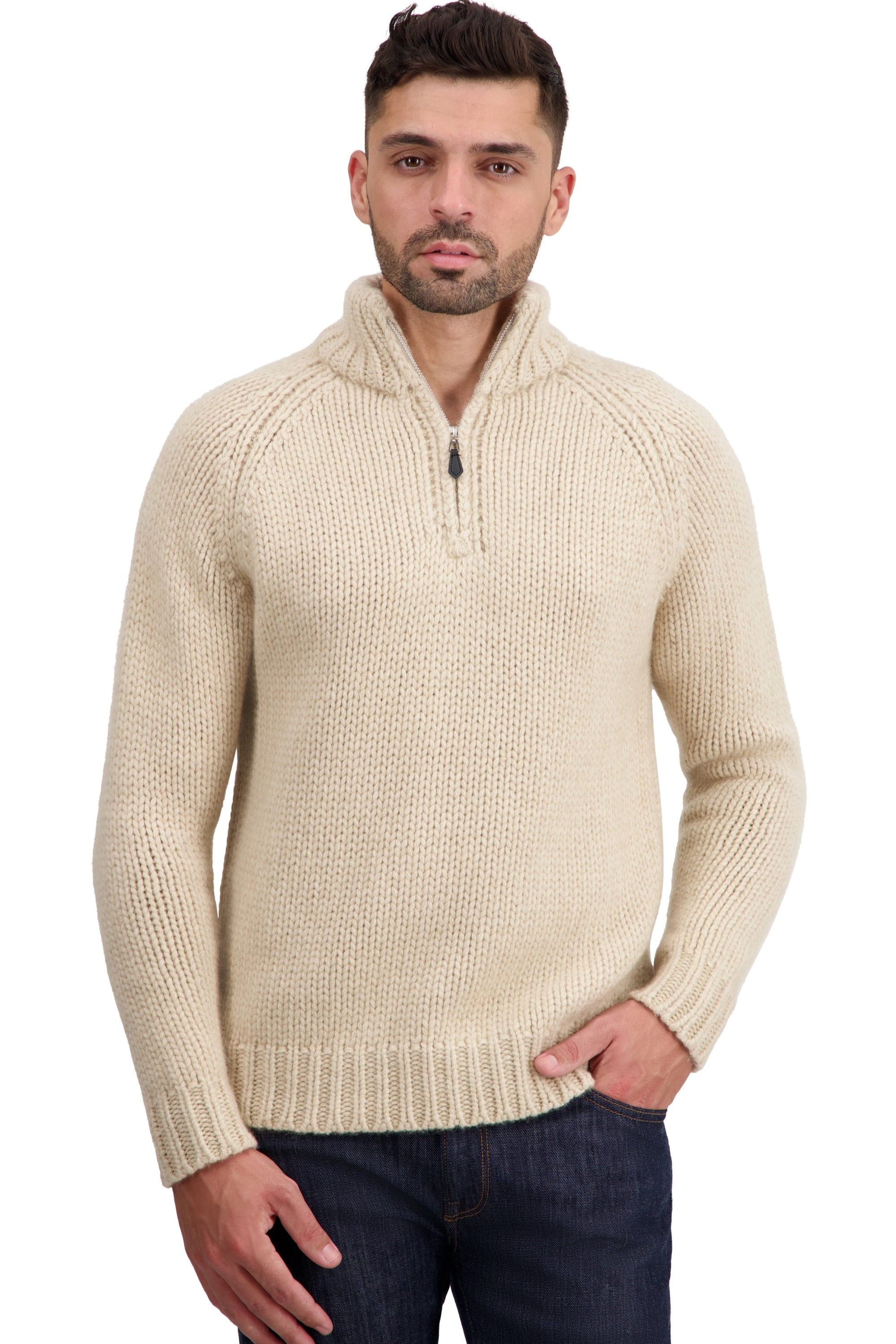 Tripoli in cashmere uomo - natural winter dawn / natural beige - Mahogany