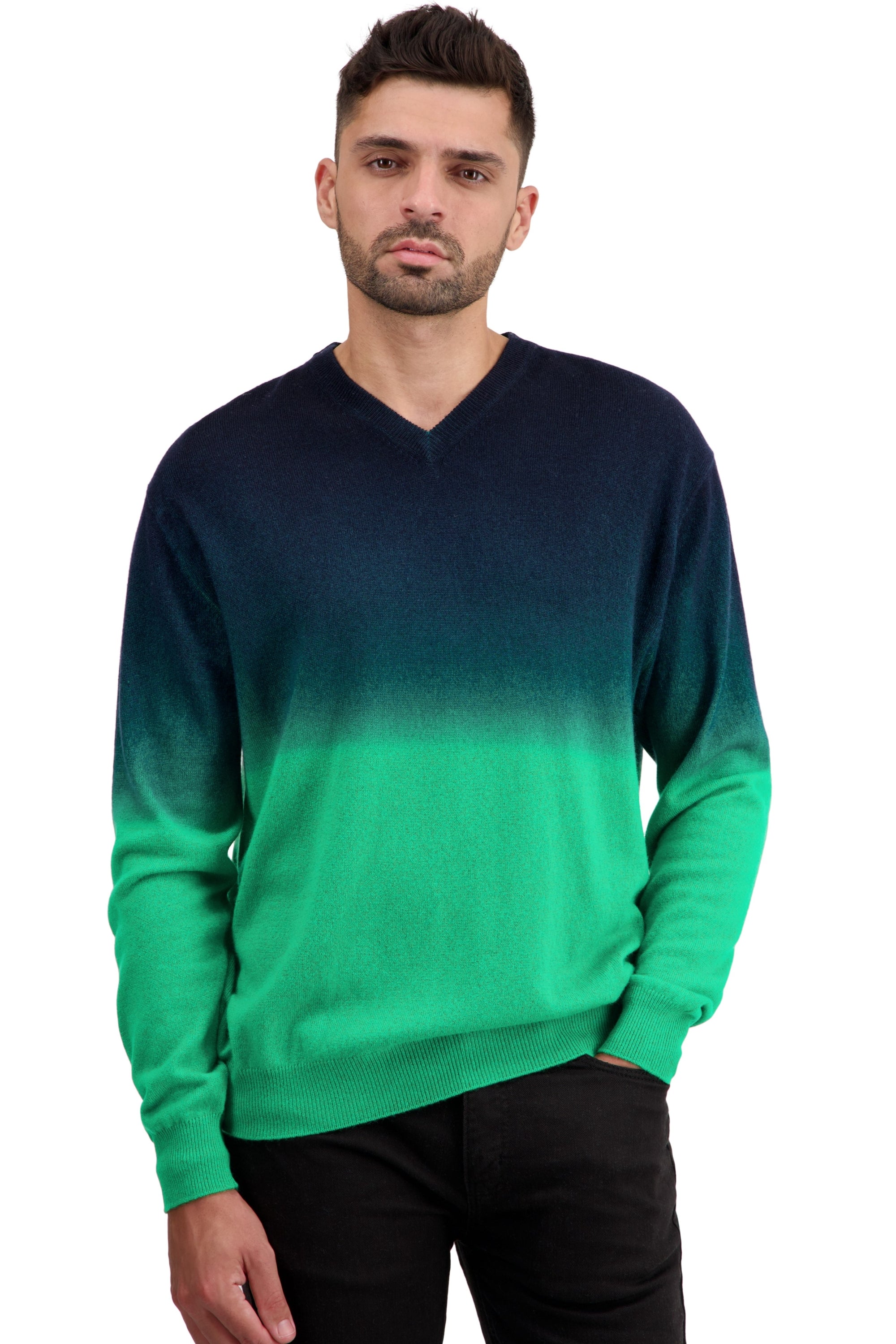 Telaviv in cashmere uomo - new green / blu marino scuro - Mahogany