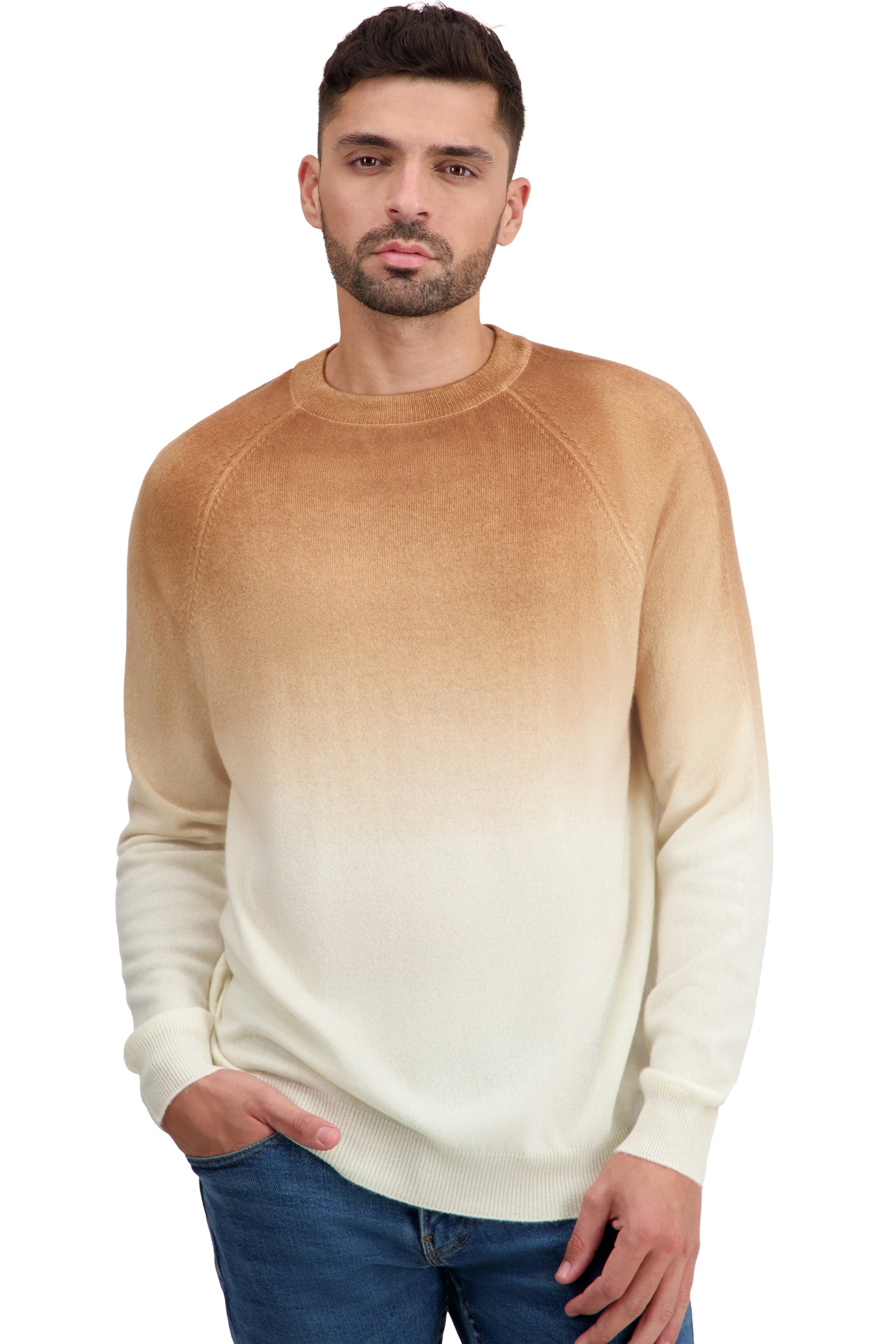Ticino in cashmere uomo - natural écru / camel - Mahogany