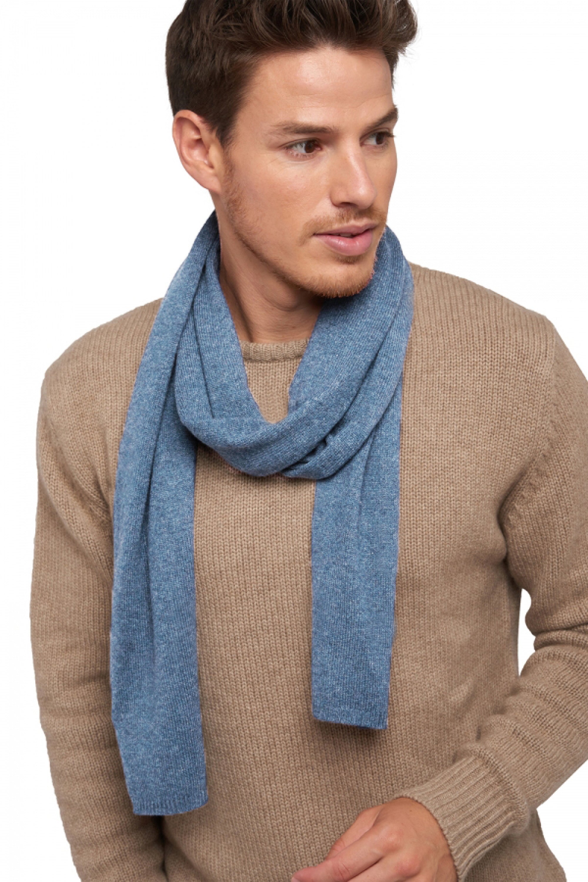 Woolozone in cashmere e lana misto - blu jeans melange - Mahogany