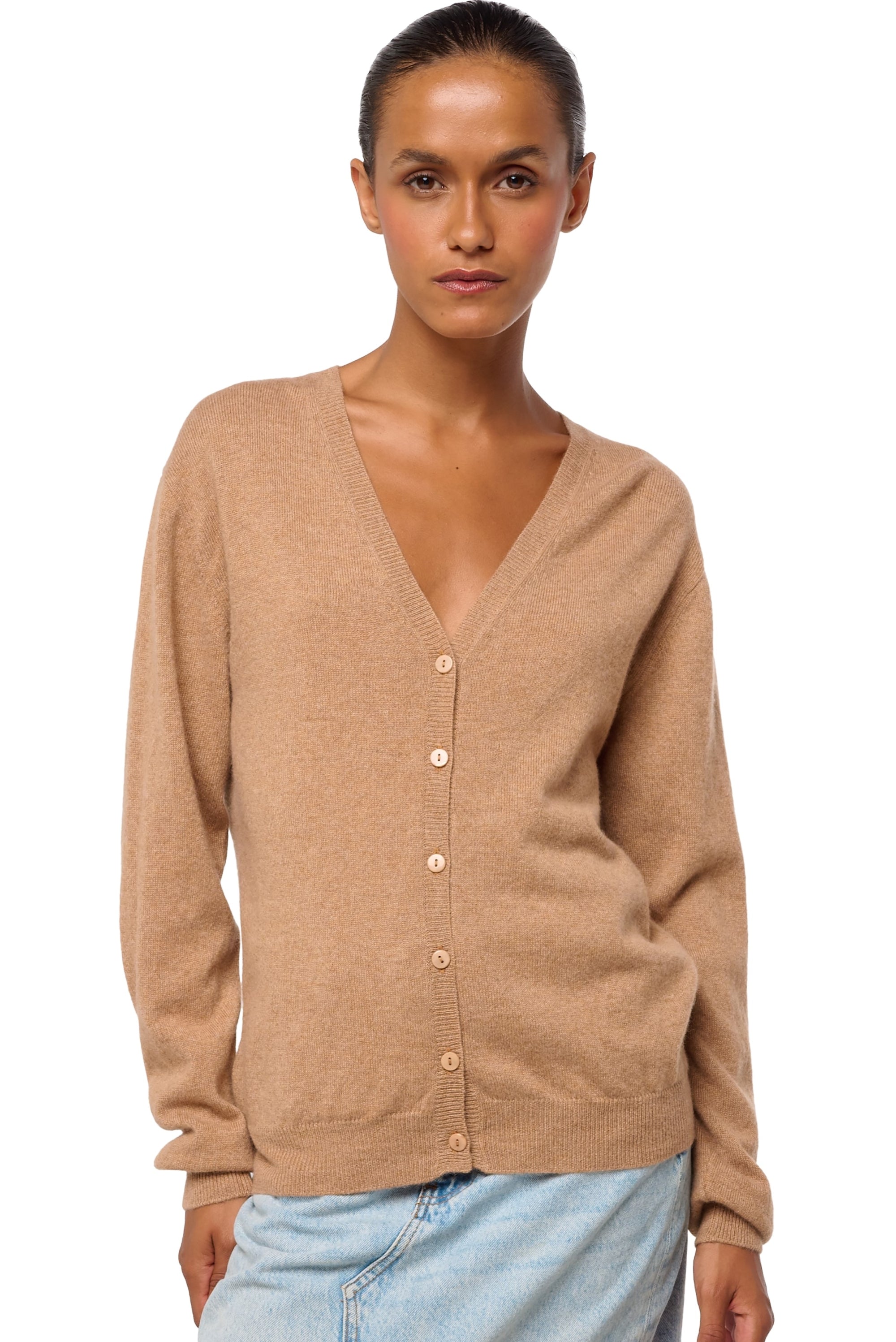 Taline in cashmere donna - african camel - Mahogany