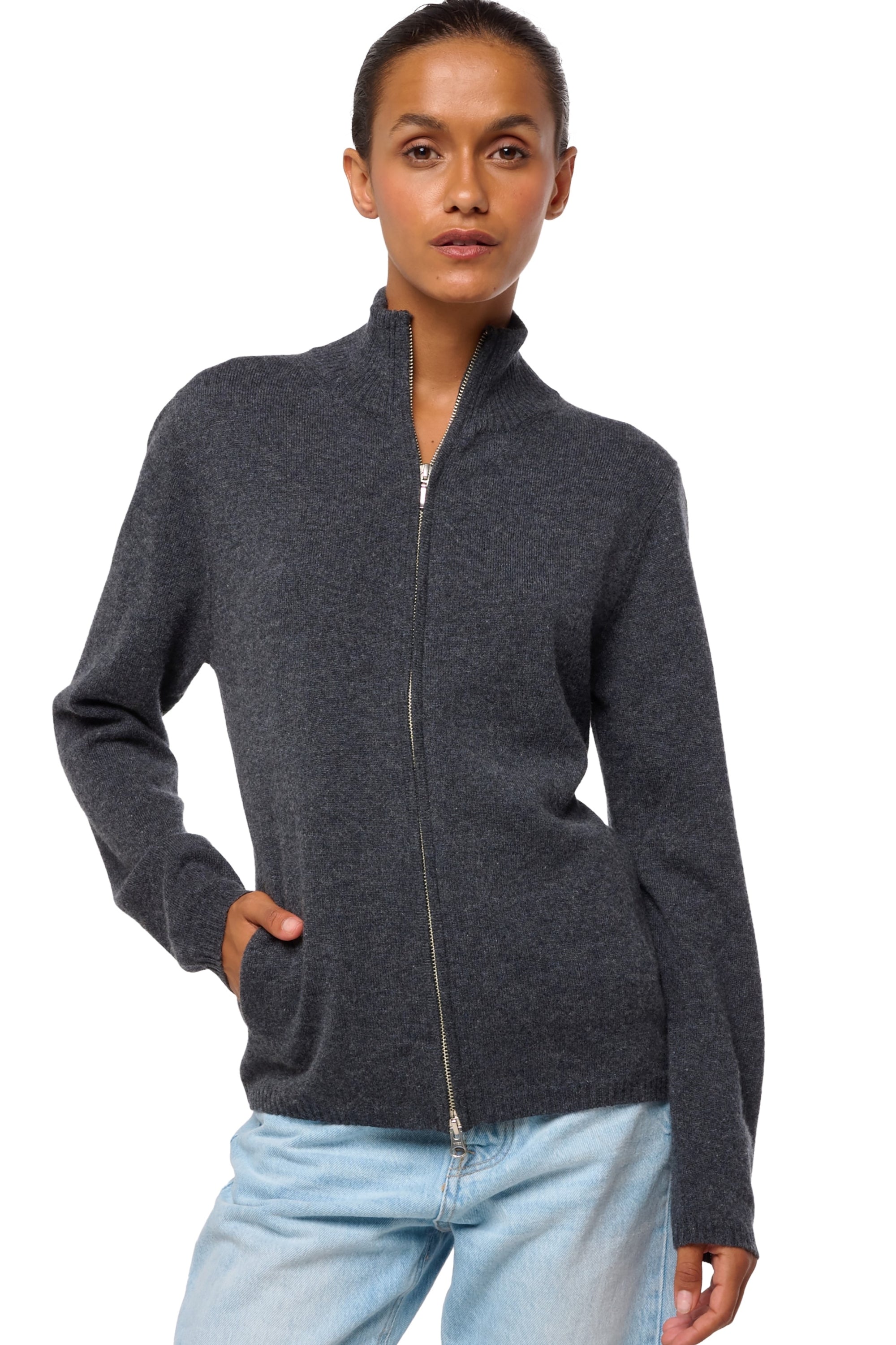 Thames in cashmere donna - dark grey - Mahogany