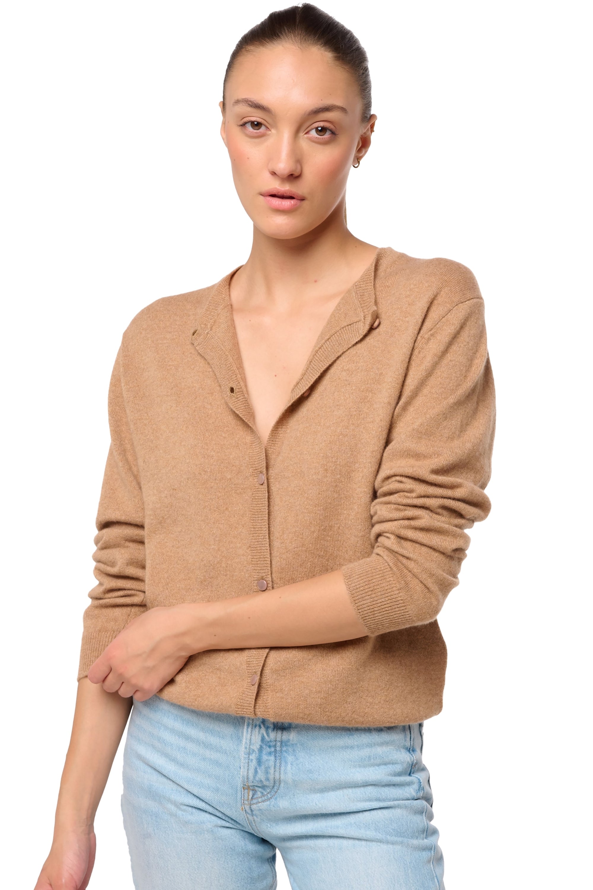 Tyra in cashmere donna - african camel - Mahogany