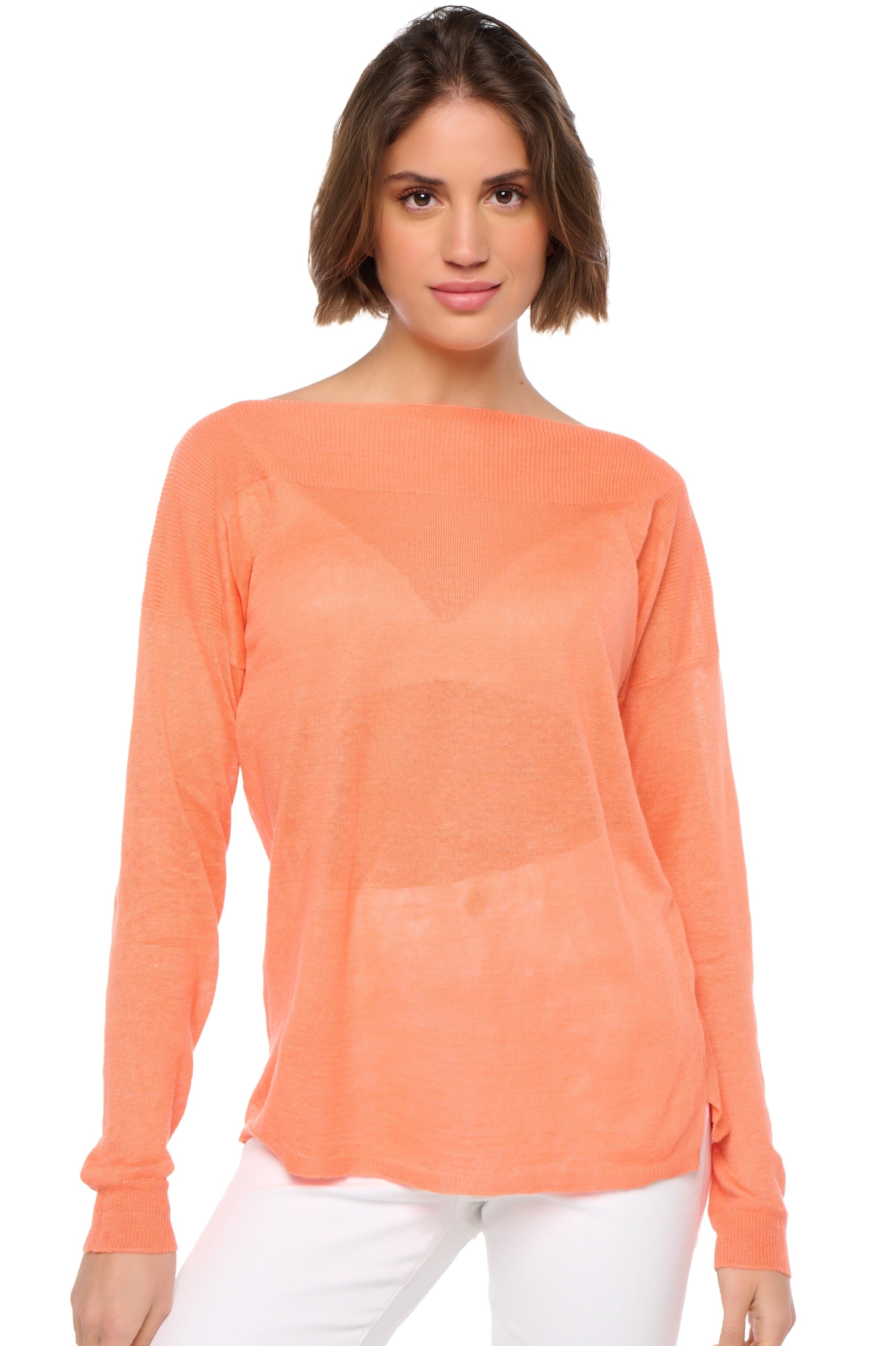 Sheila in lino donna - papaya - Mahogany